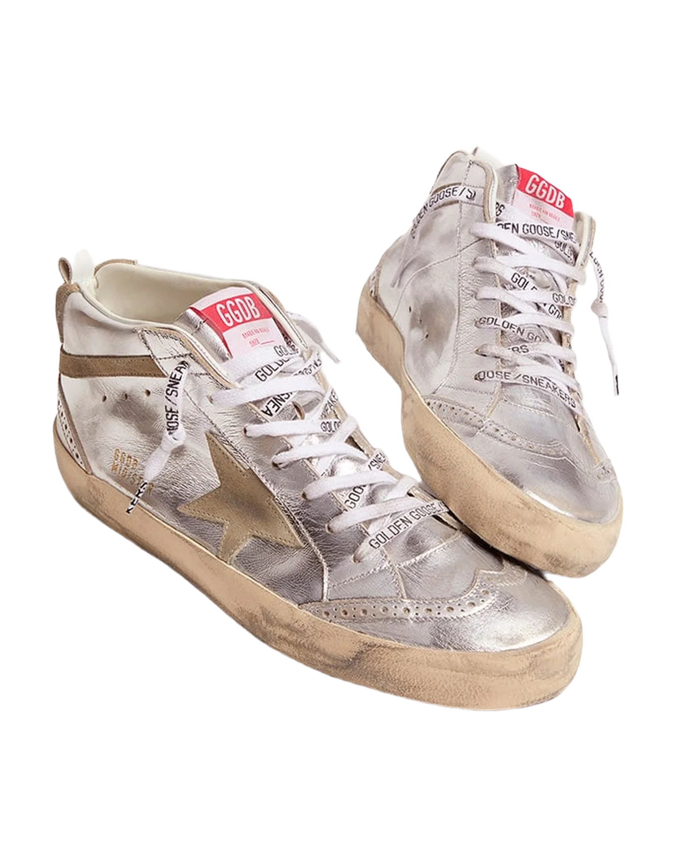 Men | Mid Star Silver Laminated Leather with Dove Gray Star & Flash | Silver x Taupe - Image 2
