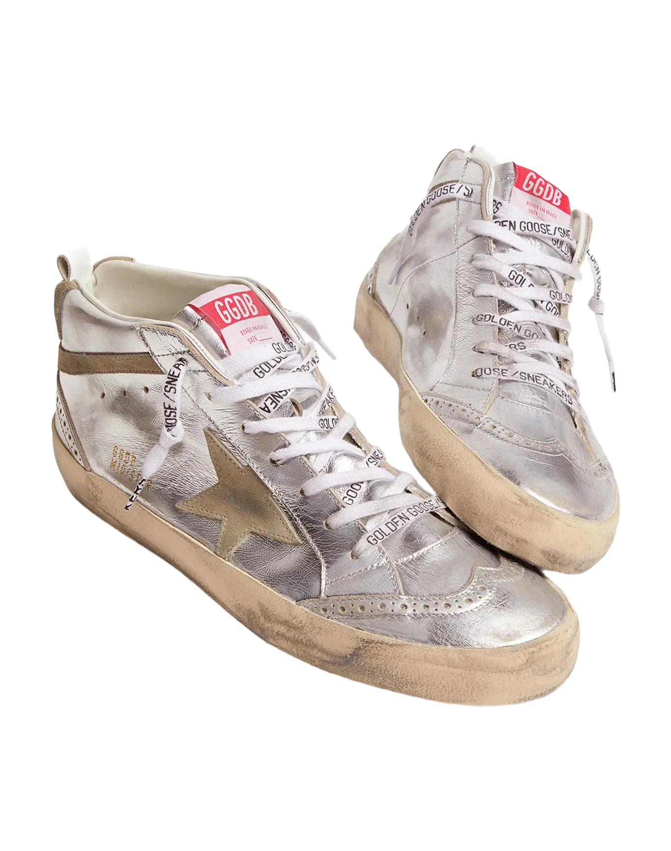 Men | Mid Star Silver Laminated Leather with Dove Gray Star & Flash | Silver x Taupe - Image 3