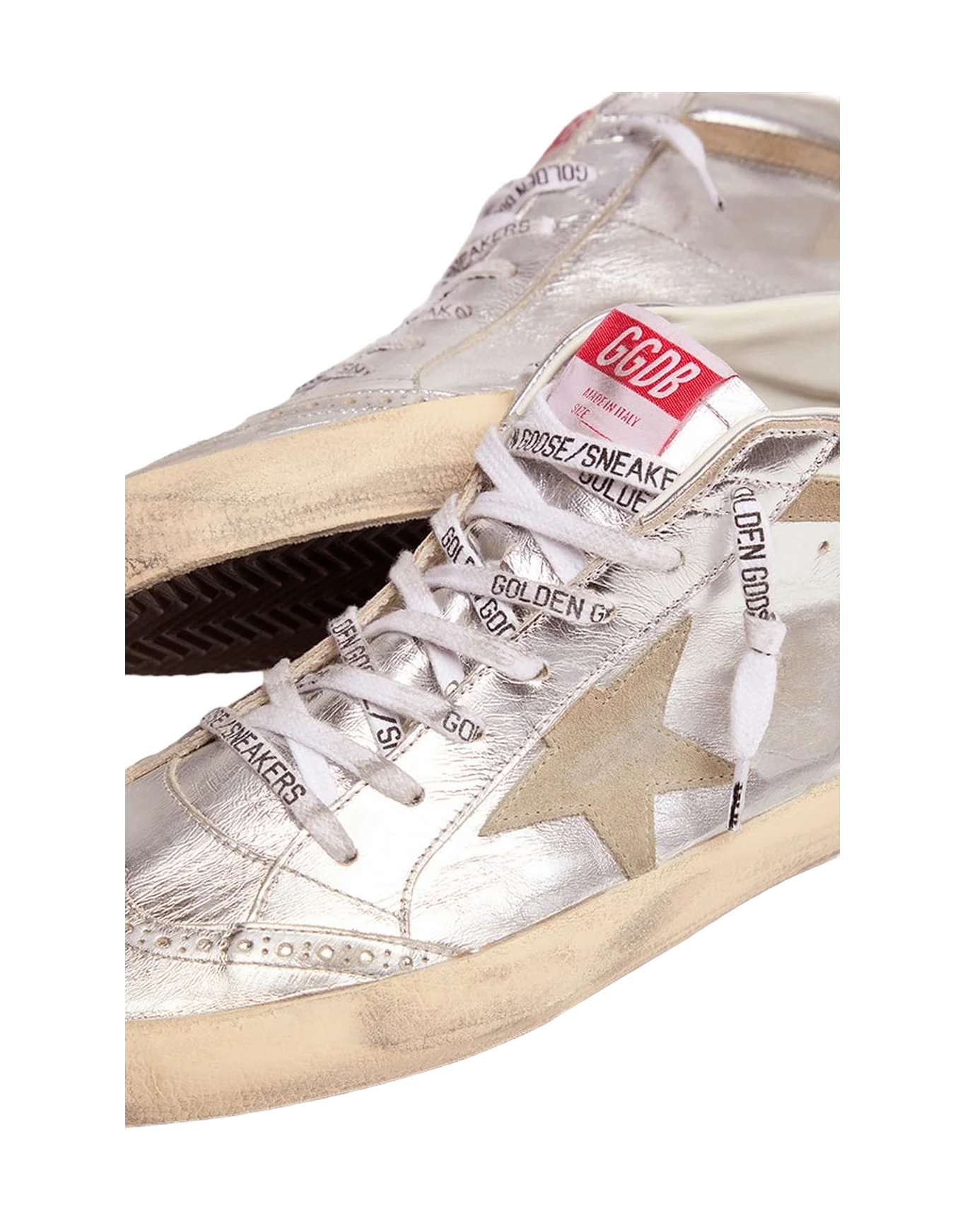 Men | Mid Star Silver Laminated Leather with Dove Gray Star & Flash | Silver x Taupe - Image 9