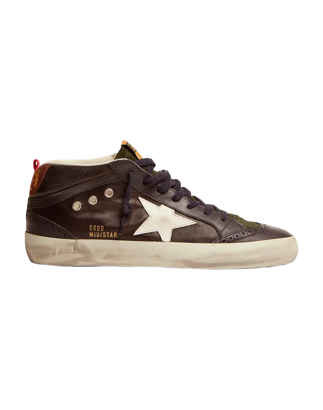 Men | Mid Star Sneakers Dark Blue Canvas with White Leather Star | Dark Brown x White x Dark Blue - Image 3