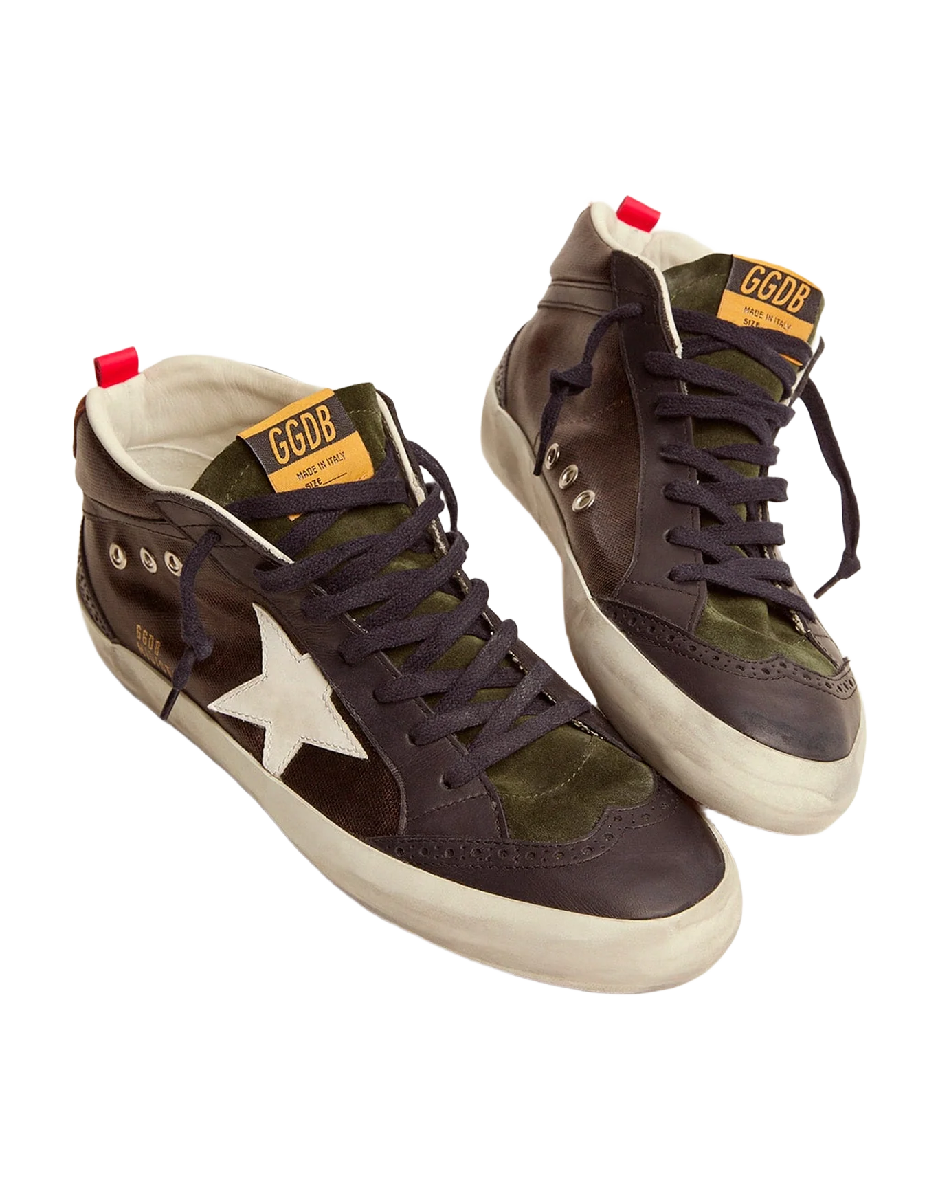 Men | Mid Star Sneakers Dark Blue Canvas with White Leather Star | Dark Brown x White x Dark Blue - Image 4