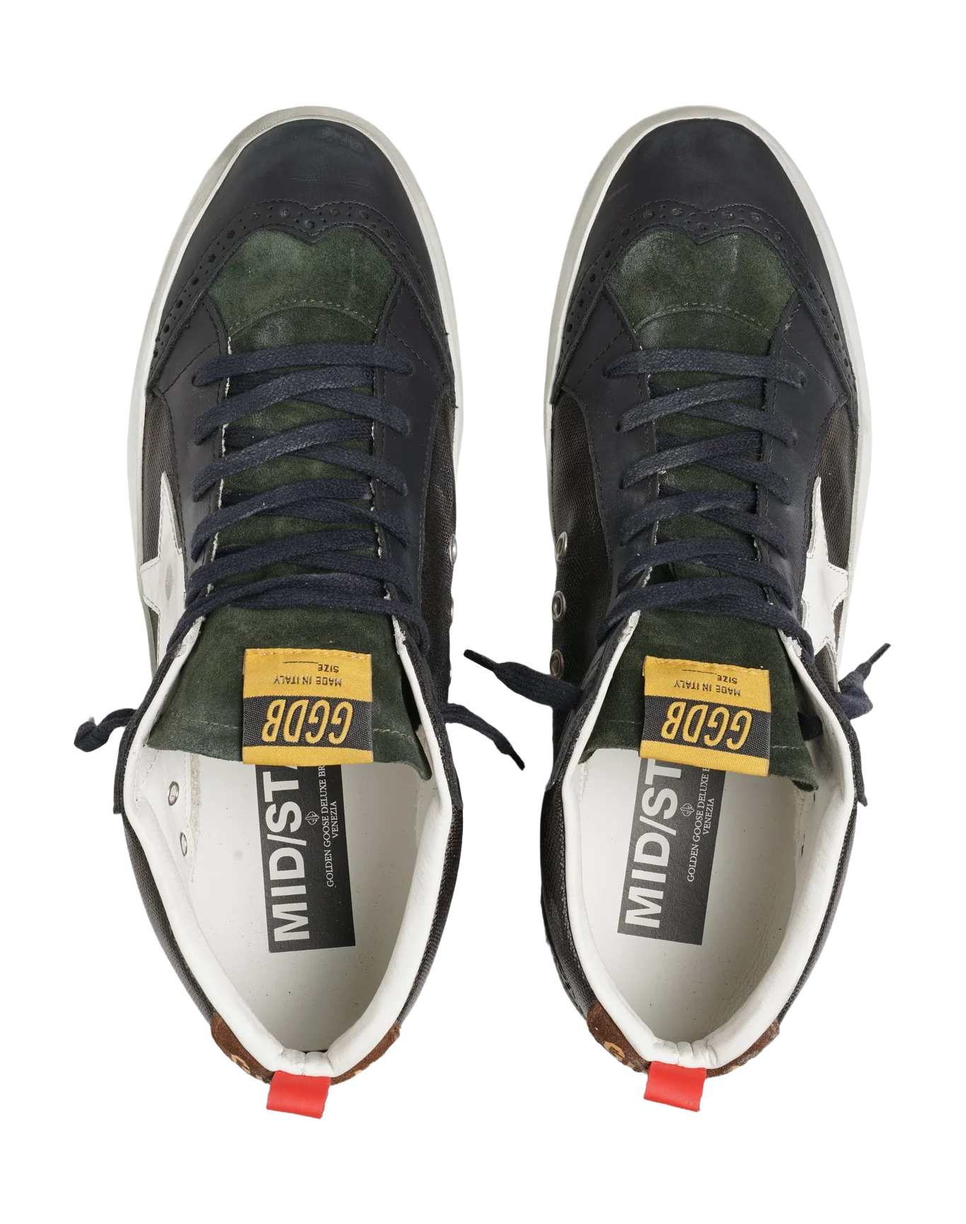 Men | Mid Star Sneakers Dark Blue Canvas with White Leather Star | Dark Brown x White x Dark Blue - Image 7