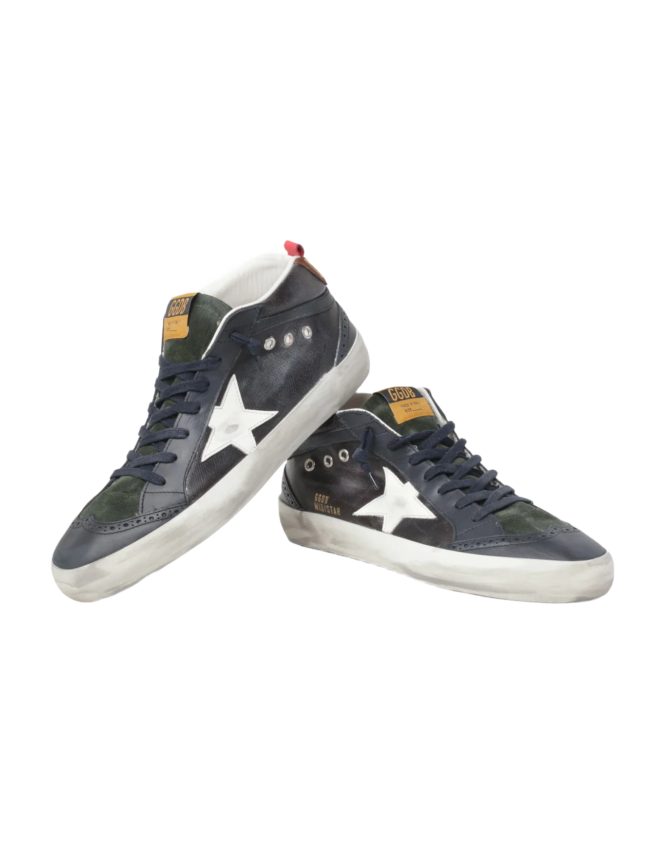 Men | Mid Star Sneakers Dark Blue Canvas with White Leather Star | Dark Brown x White x Dark Blue - Image 9