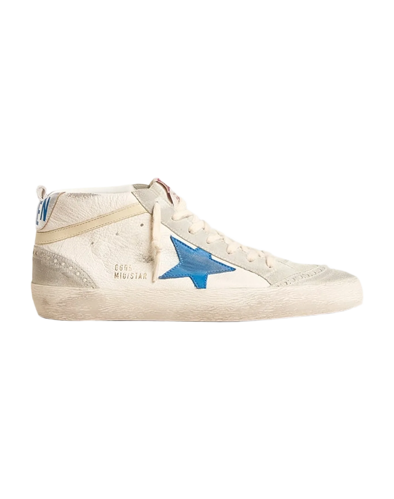Men | Midstar White Nappa with Blue Star | White x Blue x Silver