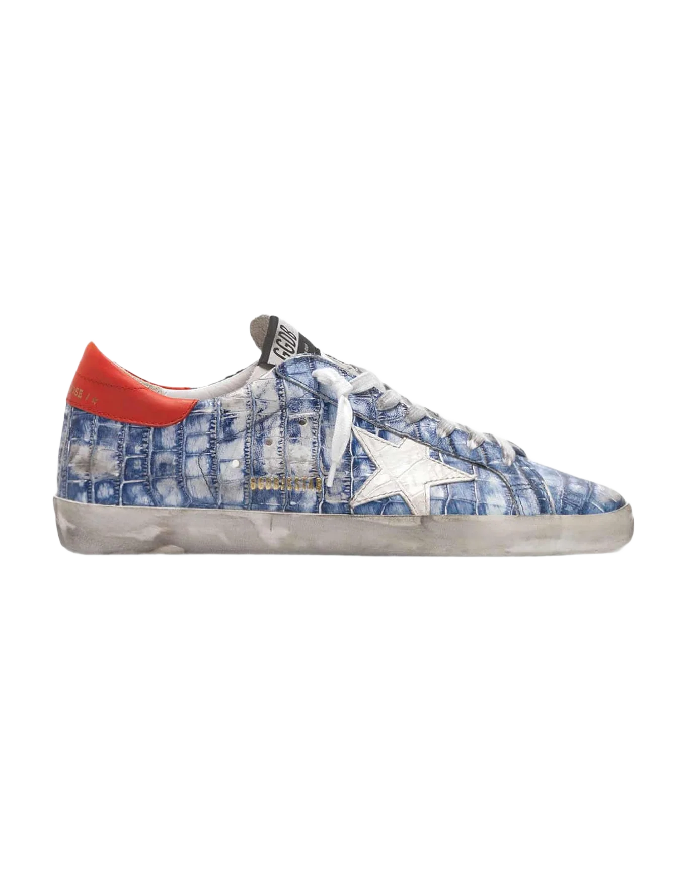 Men | Navy Blue Super-Star Sneakers Croc-Print Leather - Image 4