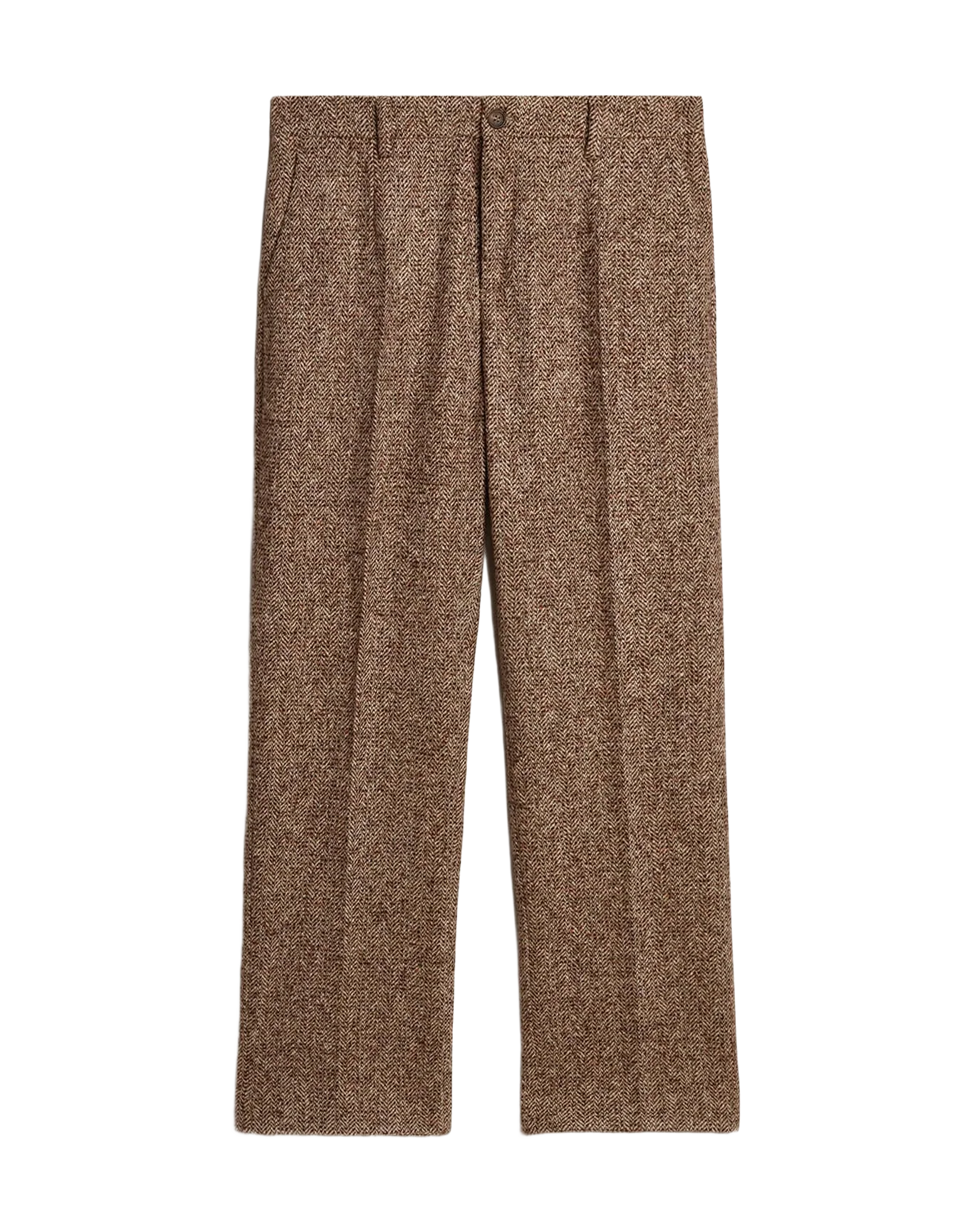 Men | Pants Beige & Brown Wool & Silk Blend Fabric | Beige x Brown x Bluette - Image 10
