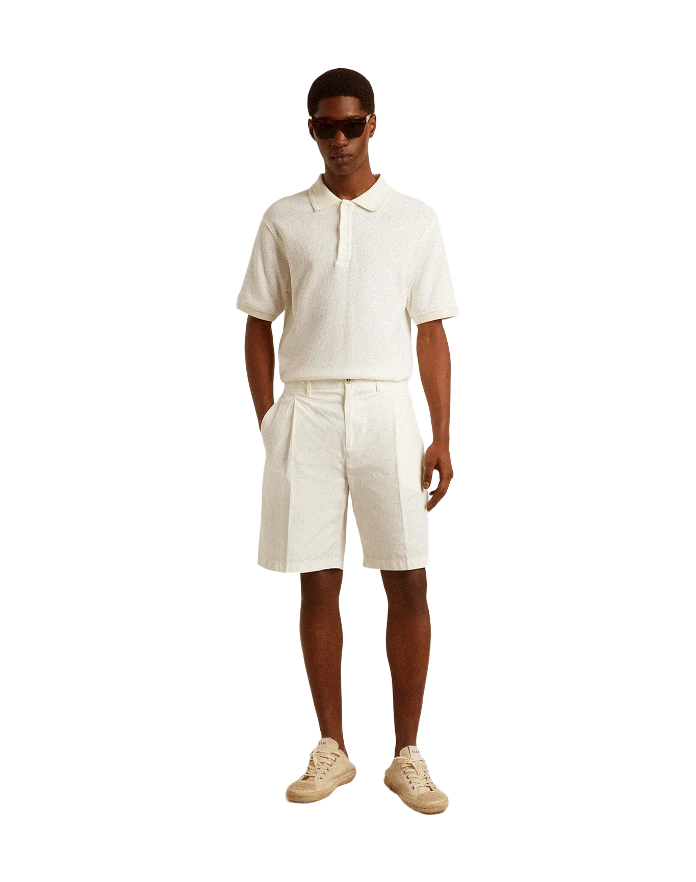 Men | Polo Shirt White Cotton with Mother-Of-Pearl Buttons | White