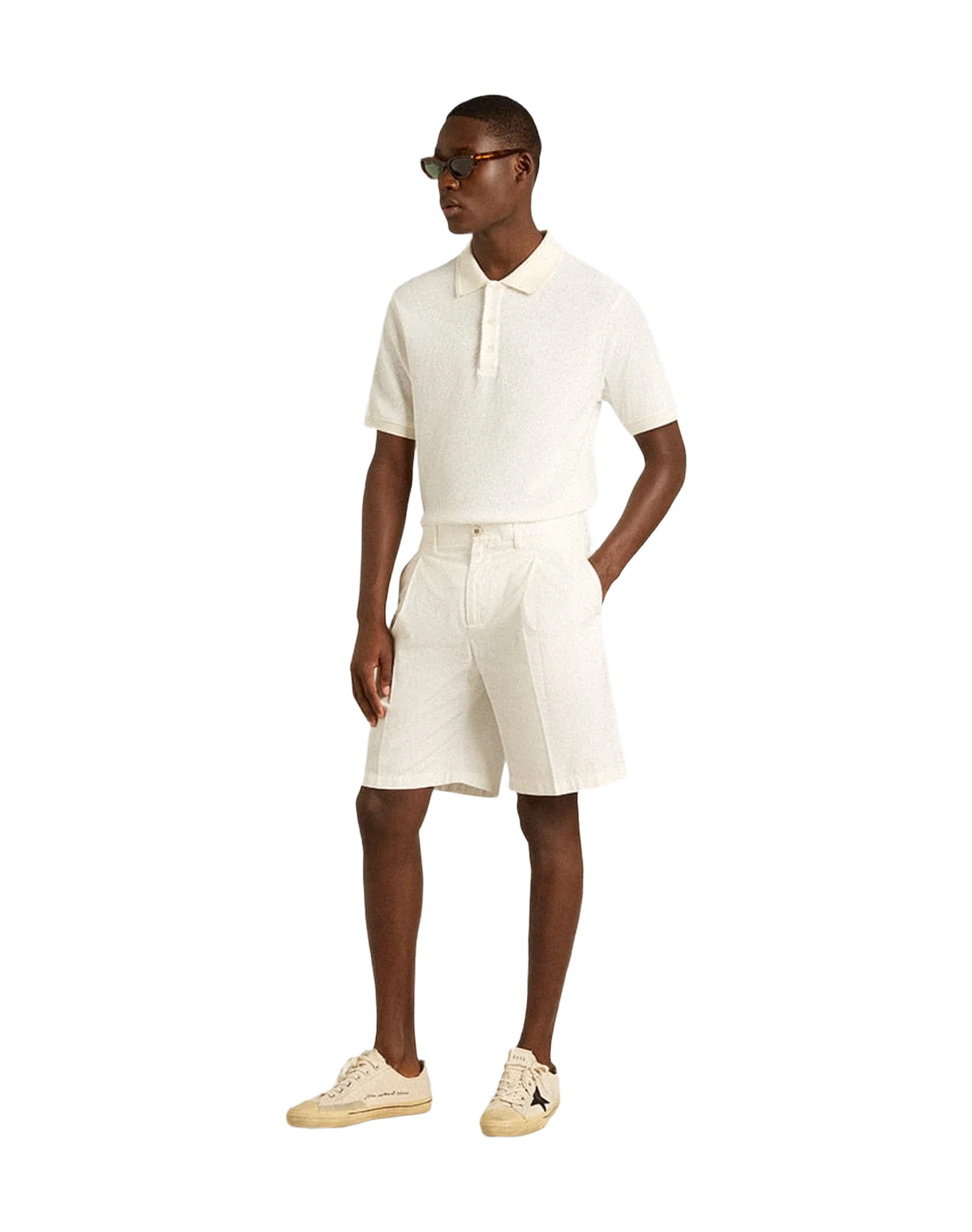 Men | Polo Shirt White Cotton with Mother-Of-Pearl Buttons | White - Image 10