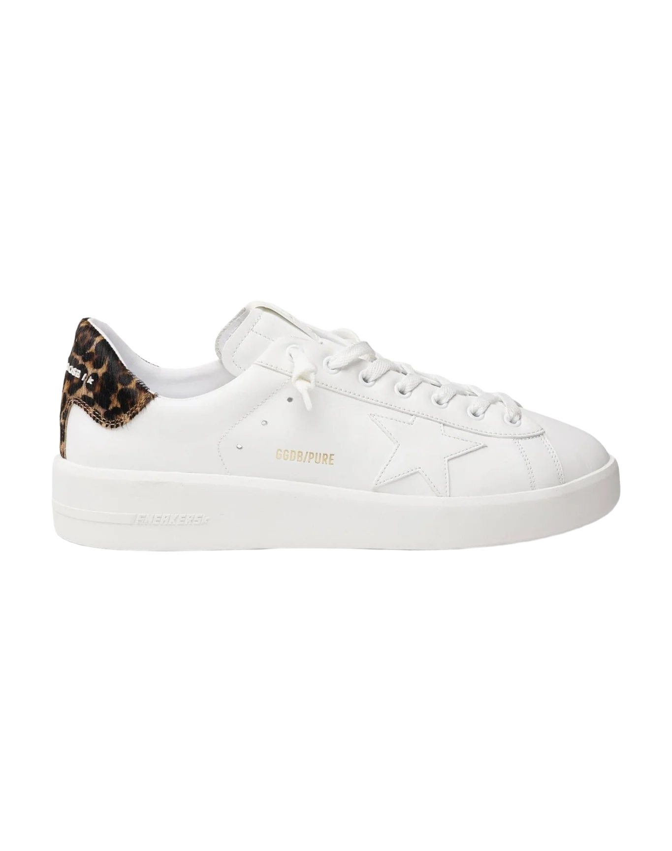 Men | Pure Star Leather Upper & Star Leopard Horsy Heel | White x Brown Leo