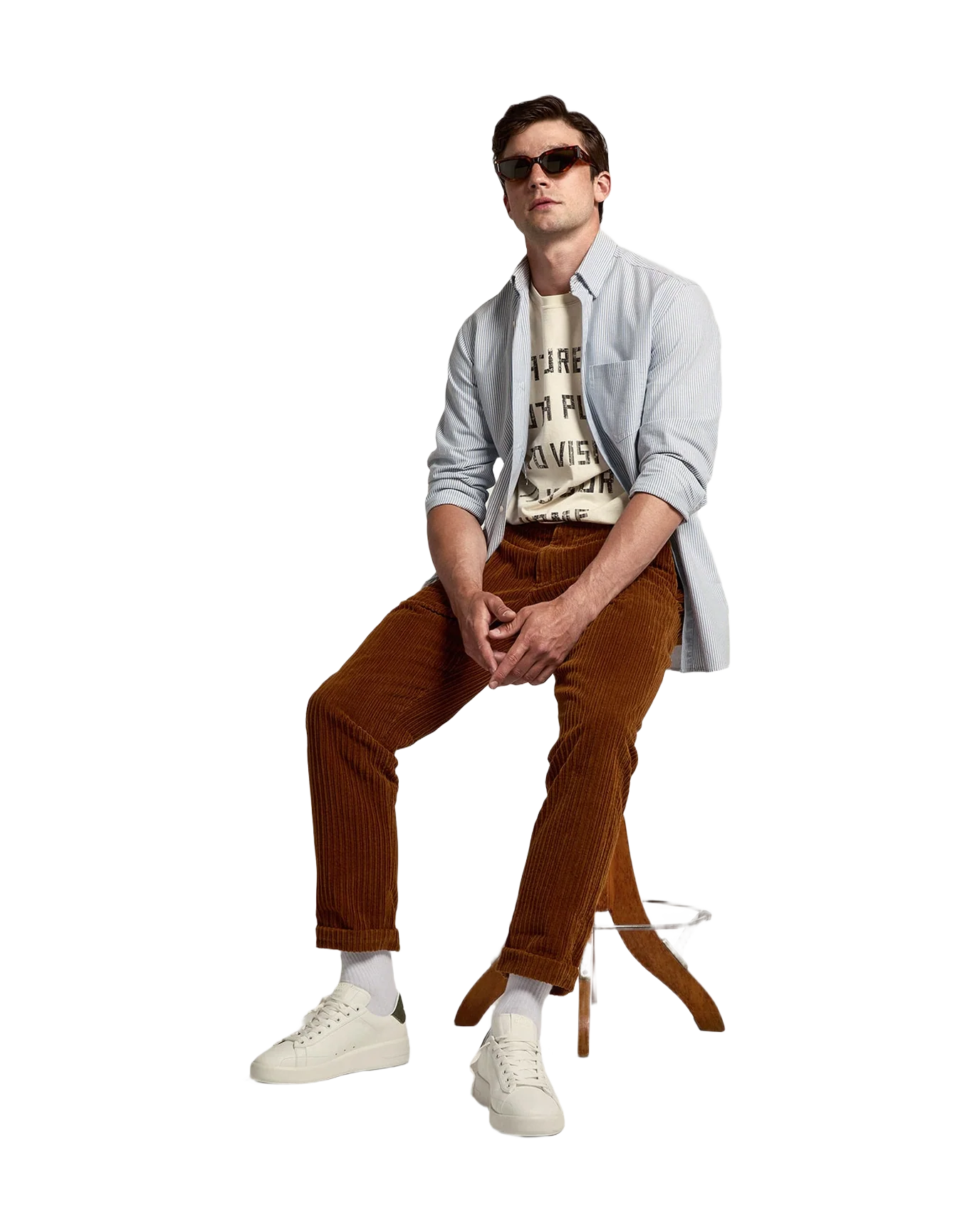 Men | Purestar Sneakers White Leather with Green Canvas Heel Tab | White x Dark Green - Image 8