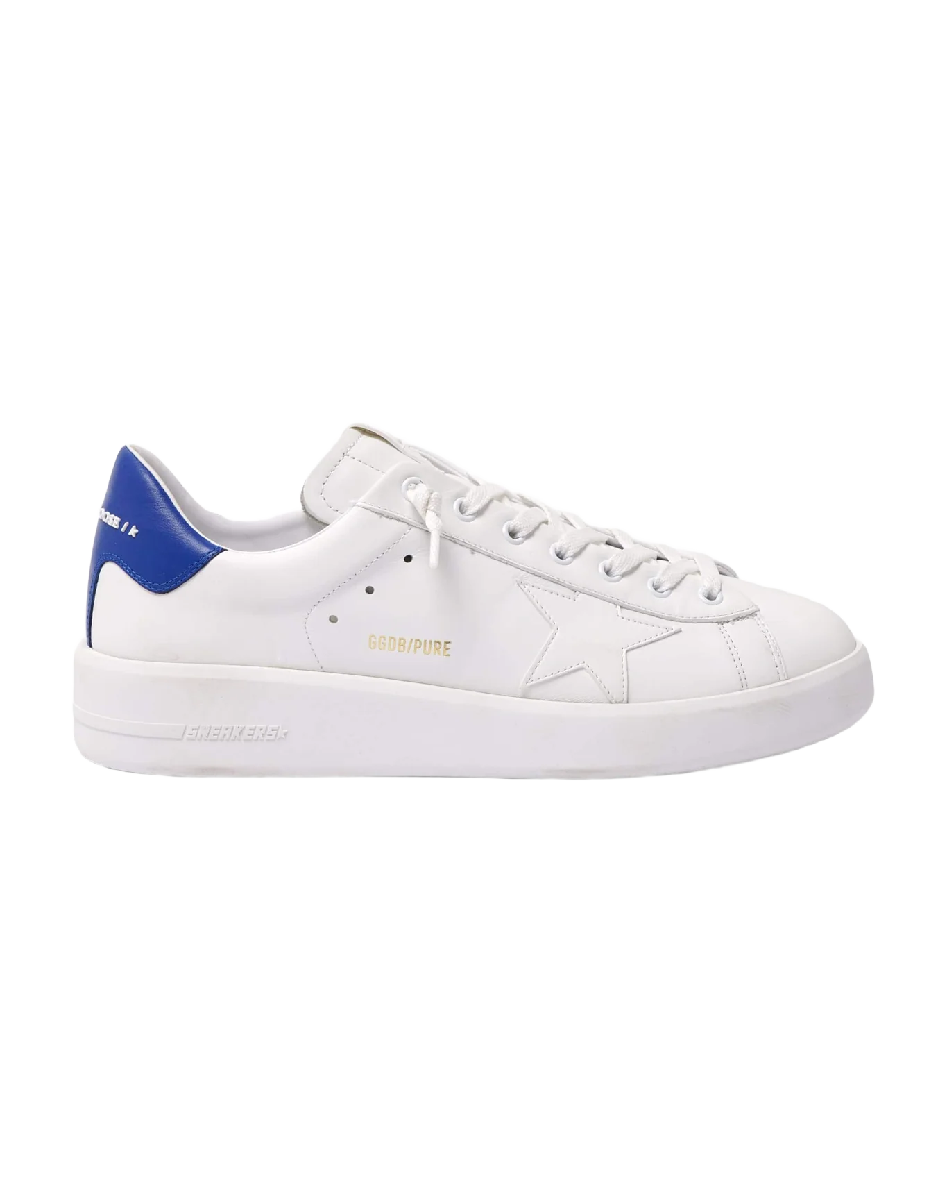 Men | Purestar Sneakers with Blue Heel Tab | White x Bluette - Image 5