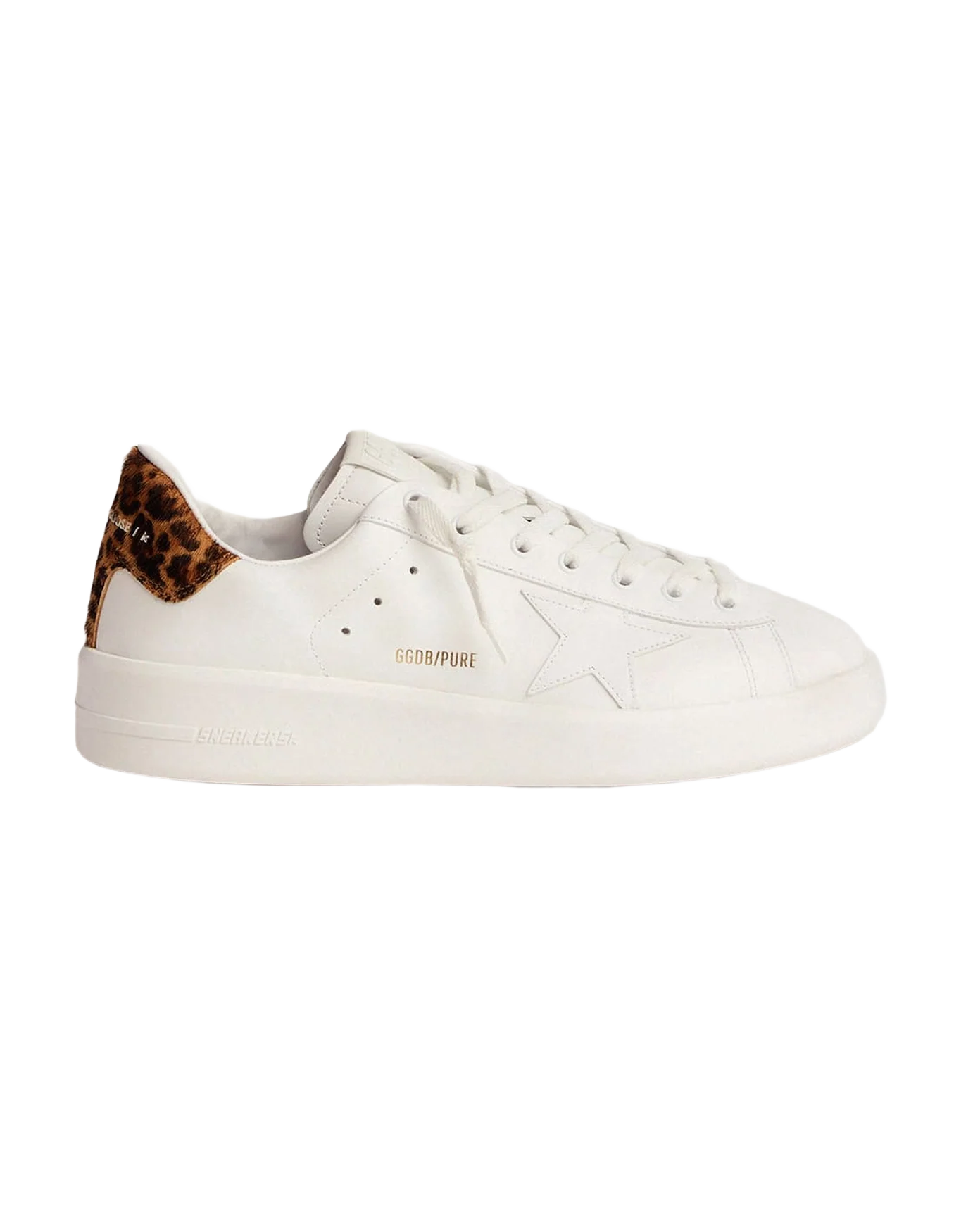 Men | Purestar Sneakers with Leopard-Print Heel Tab | White x Brown Leo - Image 2