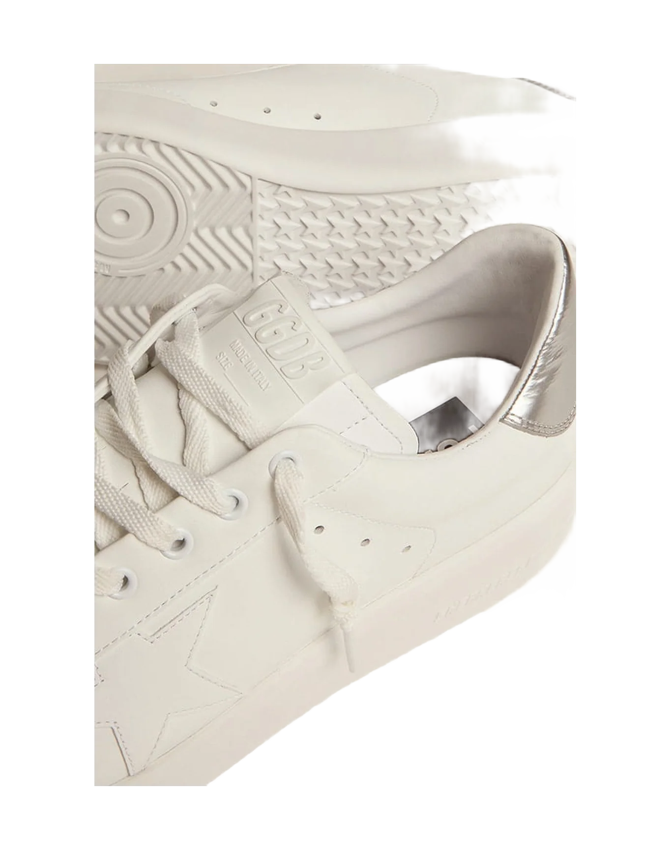 Men | Purestar White Leather with Silver Heel Tab | White x Silver - Image 5
