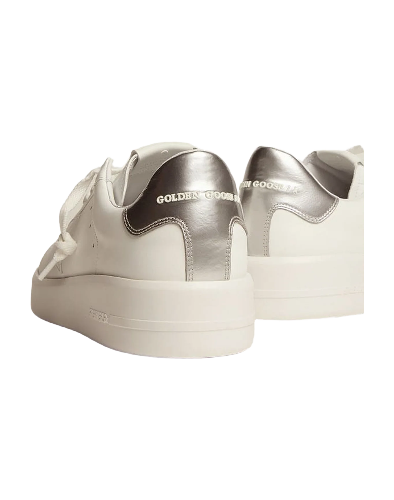 Men | Purestar White Leather with Silver Heel Tab | White x Silver - Image 8