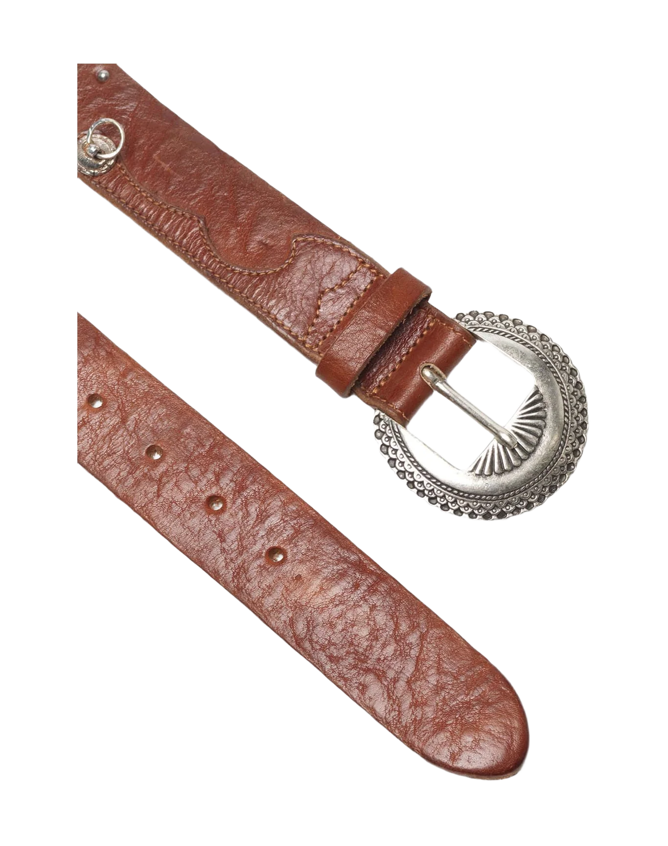 Men | Ranch Brown Leather Belt with Decorative Studs - Image 3