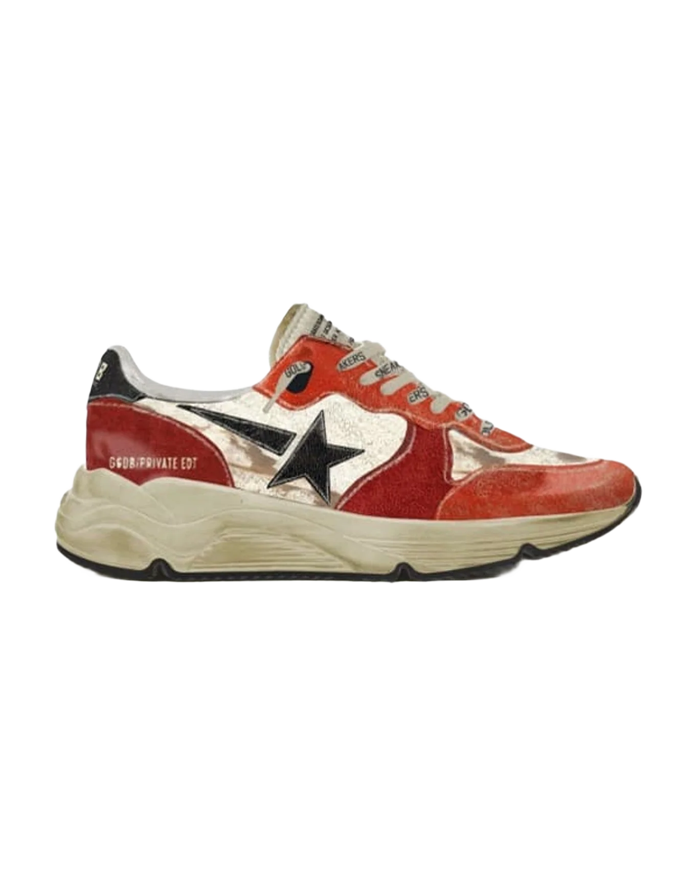Men | Red Running Sole with Black Star | White x Red x Black
