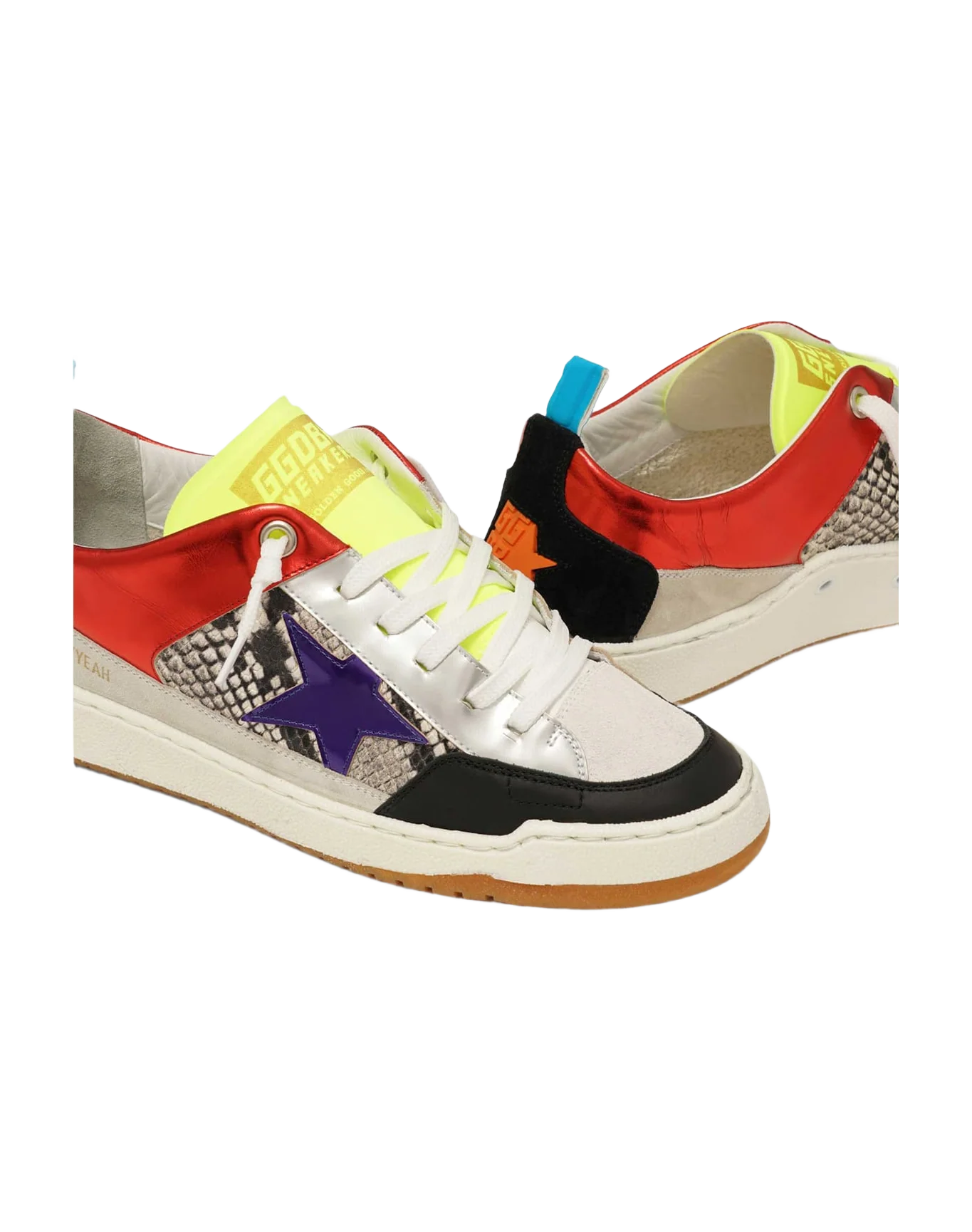 Men | Red Yeah! Sneakers with Purple Star & Snakeskin-Print Insert - Image 8