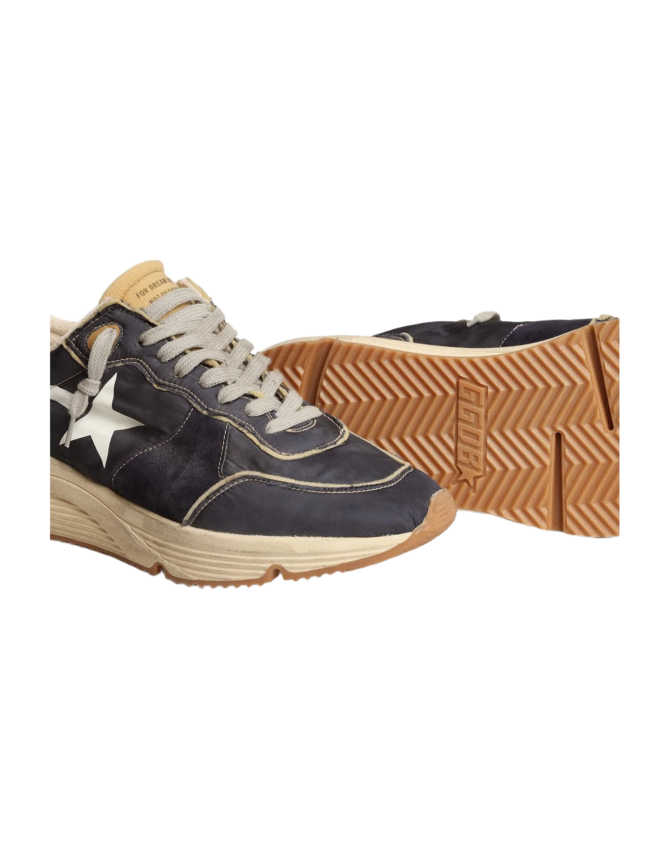 Men | Running Sole Blue Nylon with White Printed Star | Dark Blue x Beige x White - Image 7