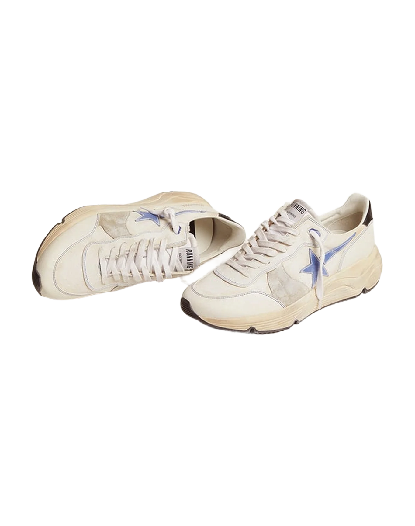 Men | Running Sole Canvas & Nappa with Light Blue Star & Black Heel Tab | Creamy White Ice x White x Blue - Image 3