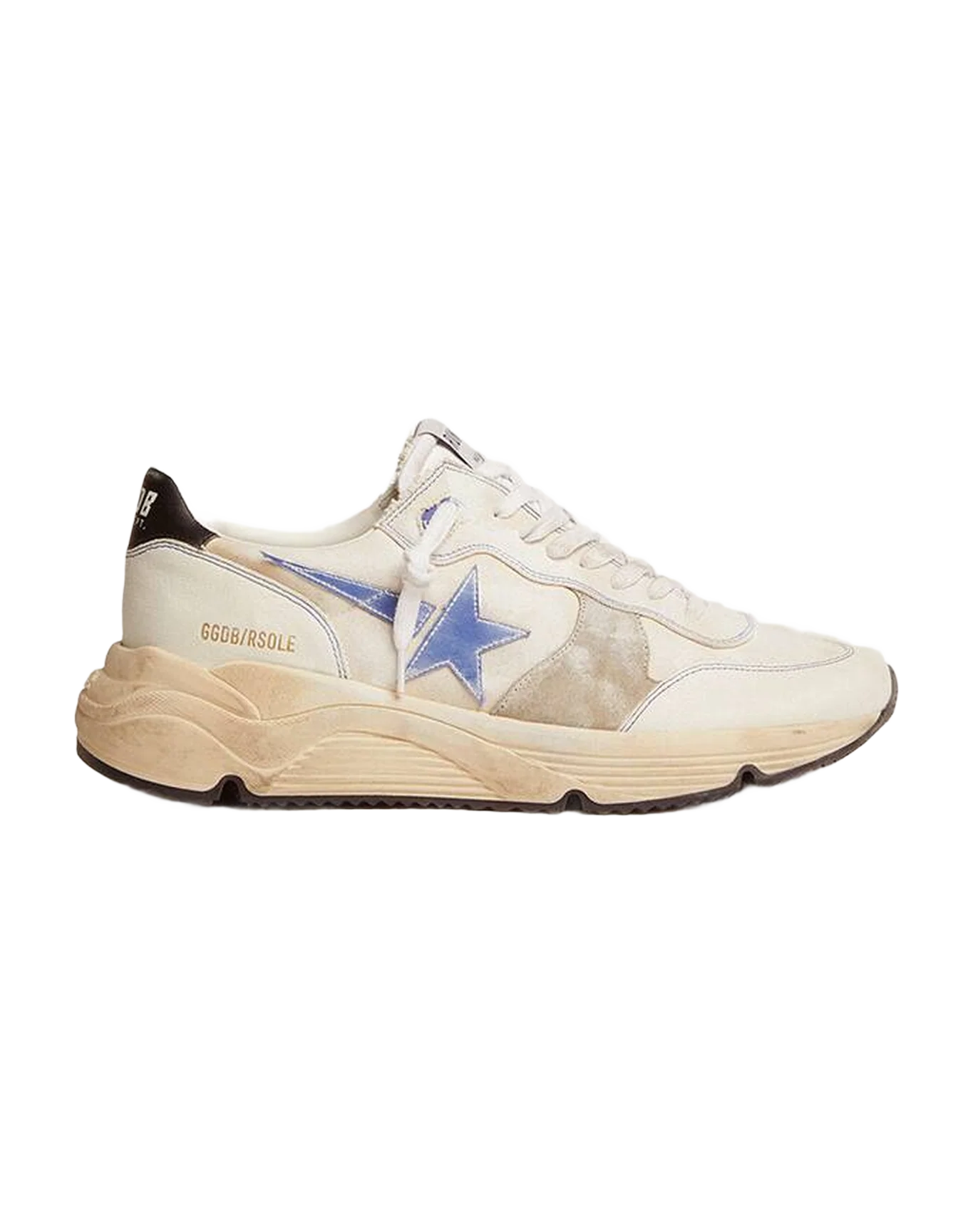Men | Running Sole Canvas & Nappa with Light Blue Star & Black Heel Tab | Creamy White Ice x White x Blue - Image 4