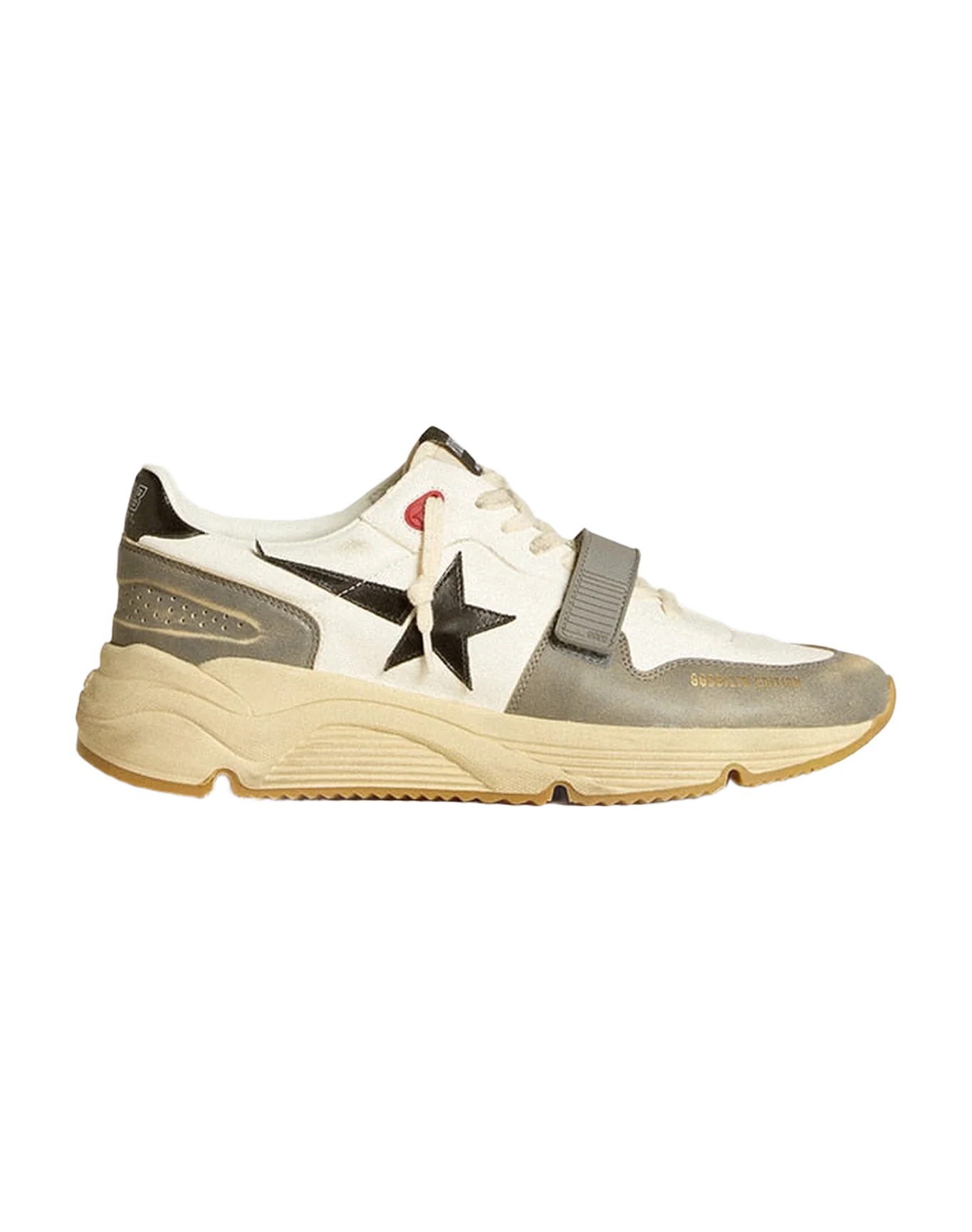 Men | Running Sole Lab Cream-Colored Leather with Gray Strap & Black Star | Cream x Grey x Black - Image 6