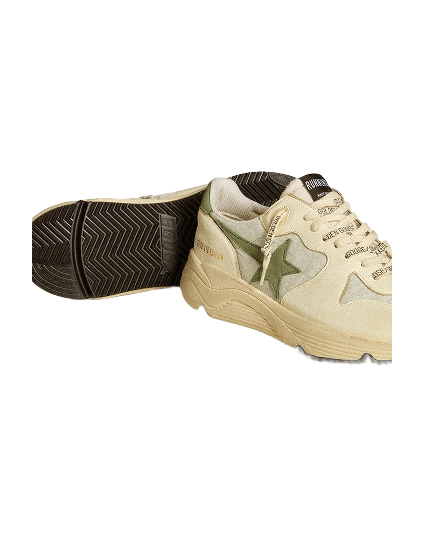 Men | Running Sole Ltd Nylon & Nappa with Nubuck Star & Heel Tab | Ice x White x Green - Image 7