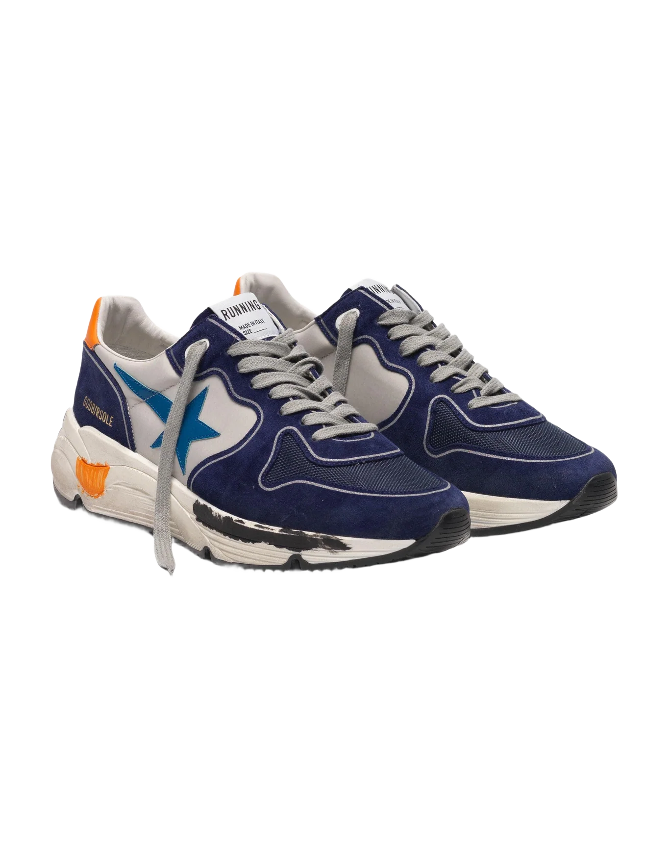 Men | Running Sole Sneakers Blue Suede-Sapphire Star-Orange Details - Image 8