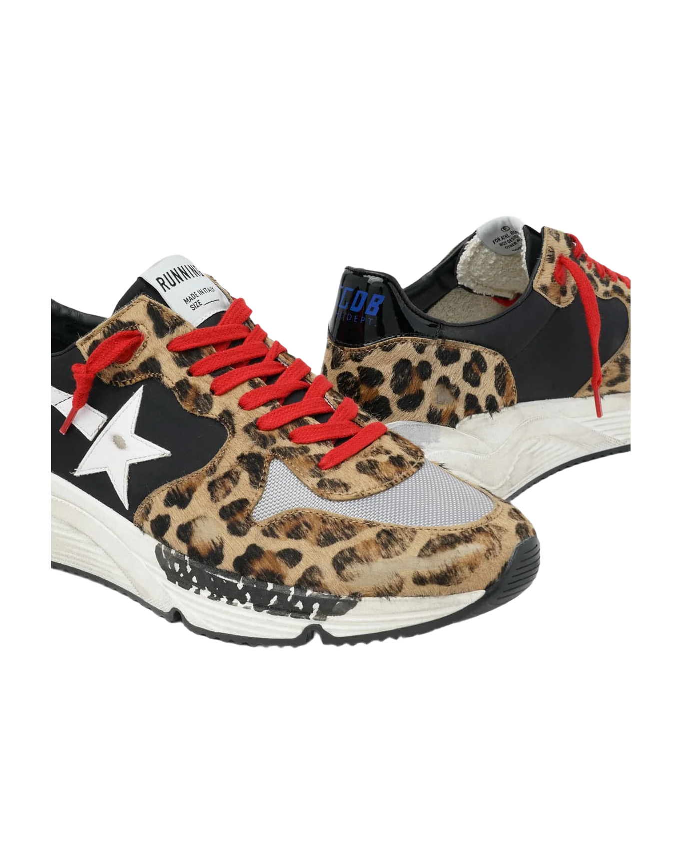 Men | Running Sole Sneakers Leopard-Print Pony Skin with Red Laces - Image 3