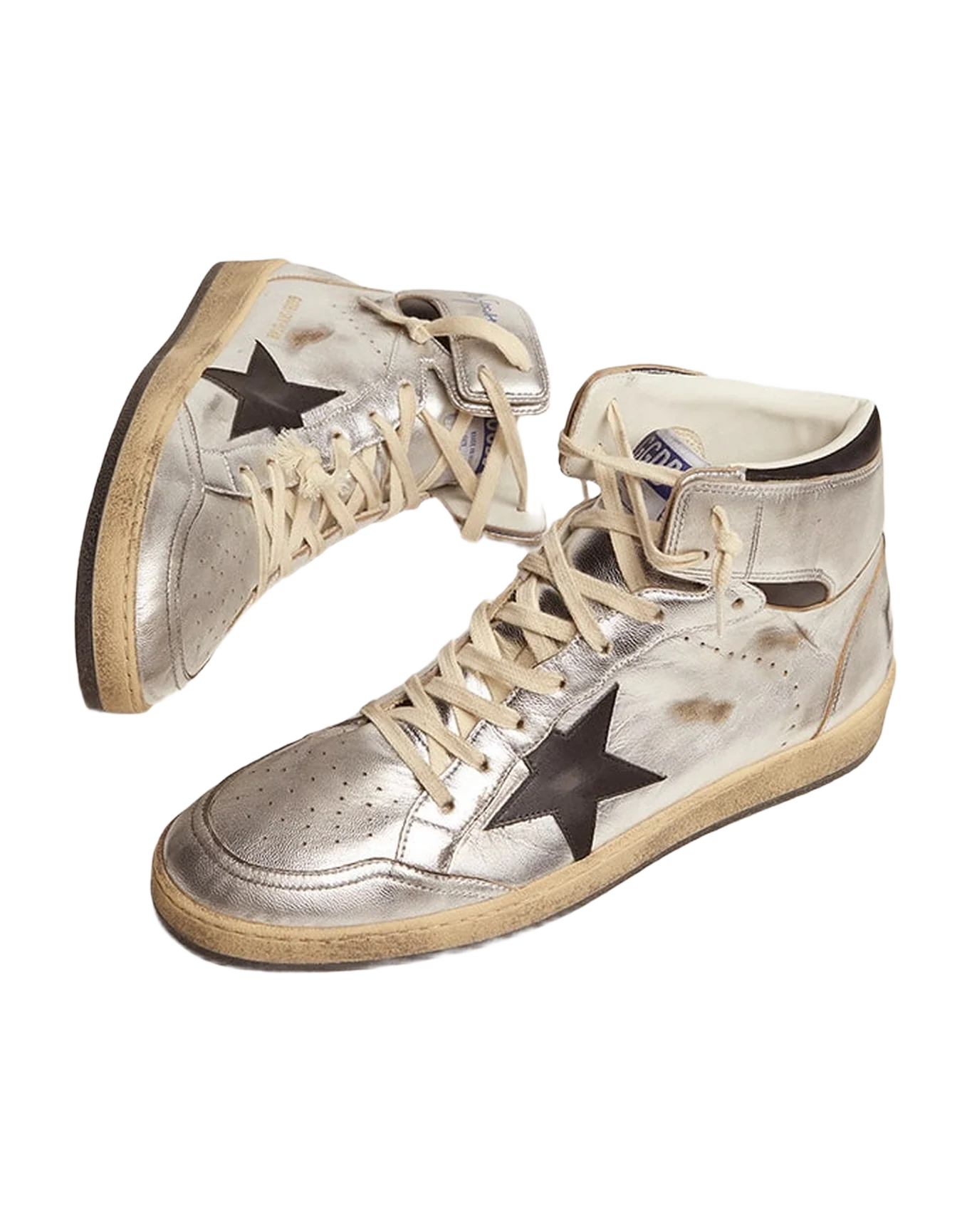 Men | Sky-Star Silver Laminated Leather with Black Star | Silver x Black - Image 9