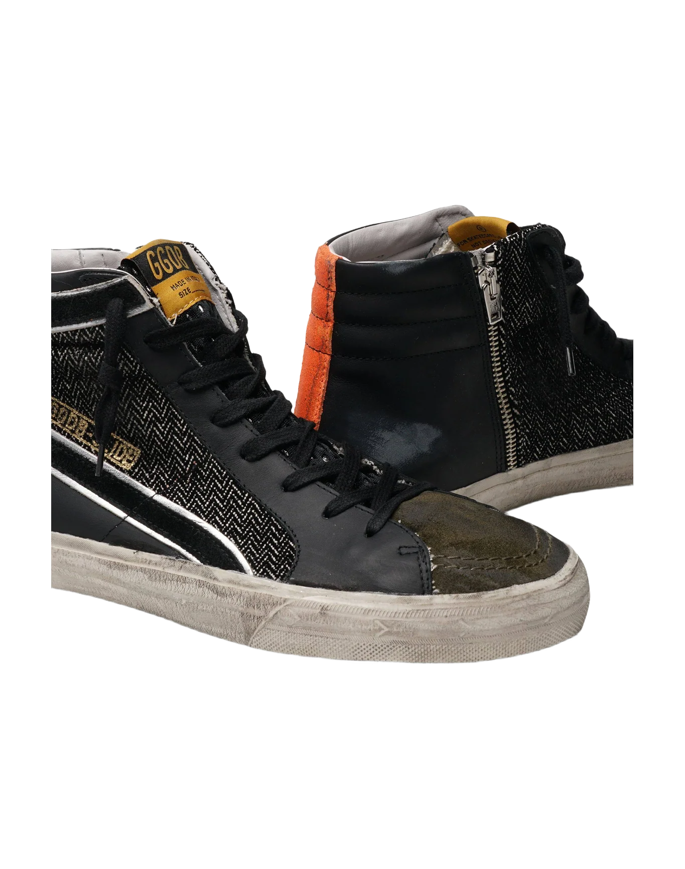Men | Slide Canvas & Leather Upper Laminated Star | Black x Drill Green x Orange - Image 2