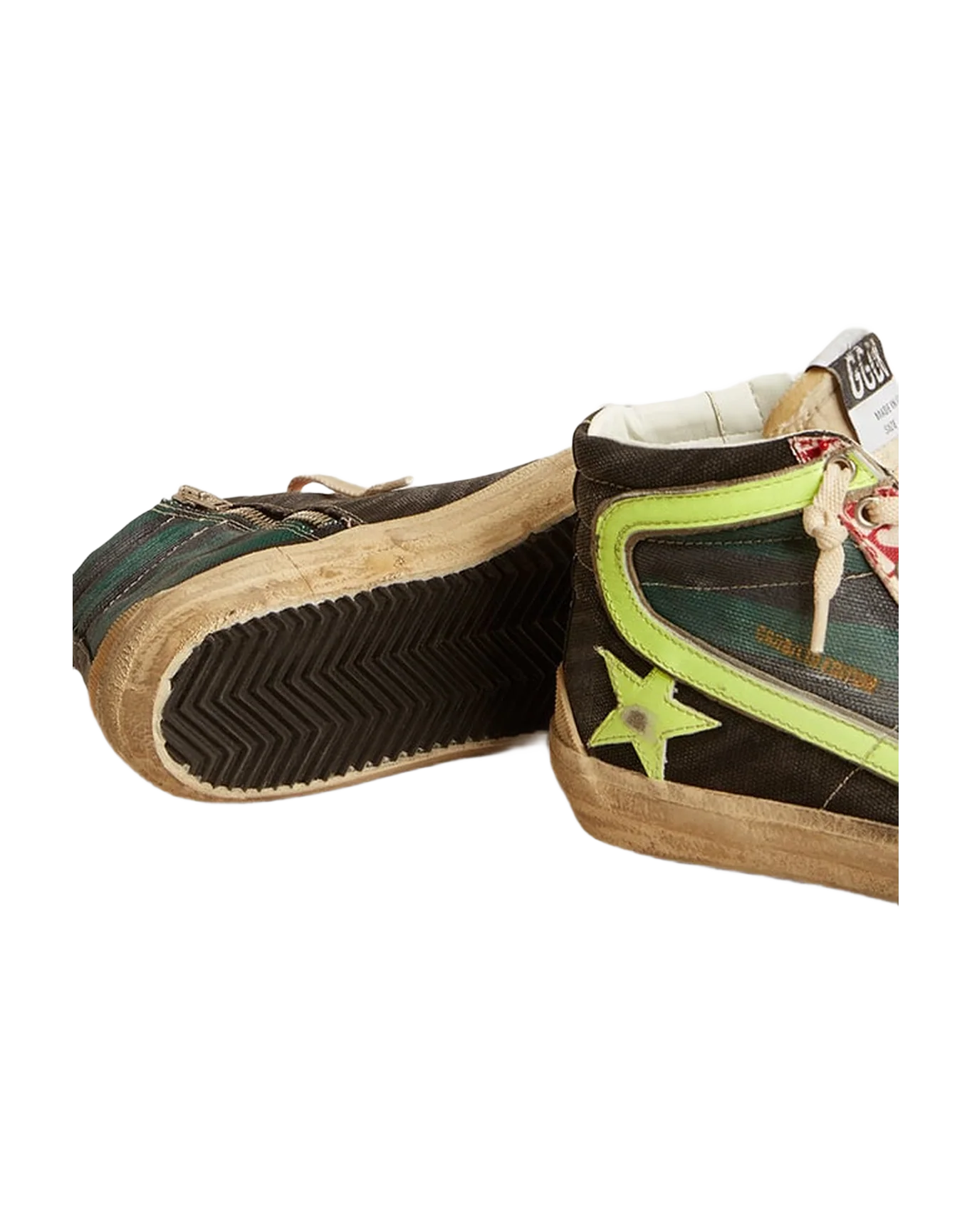 Men | Slide Lab Camo Canvas with Yellow Leather Star & Flash | Black x Green x Ice x Yellow - Image 2