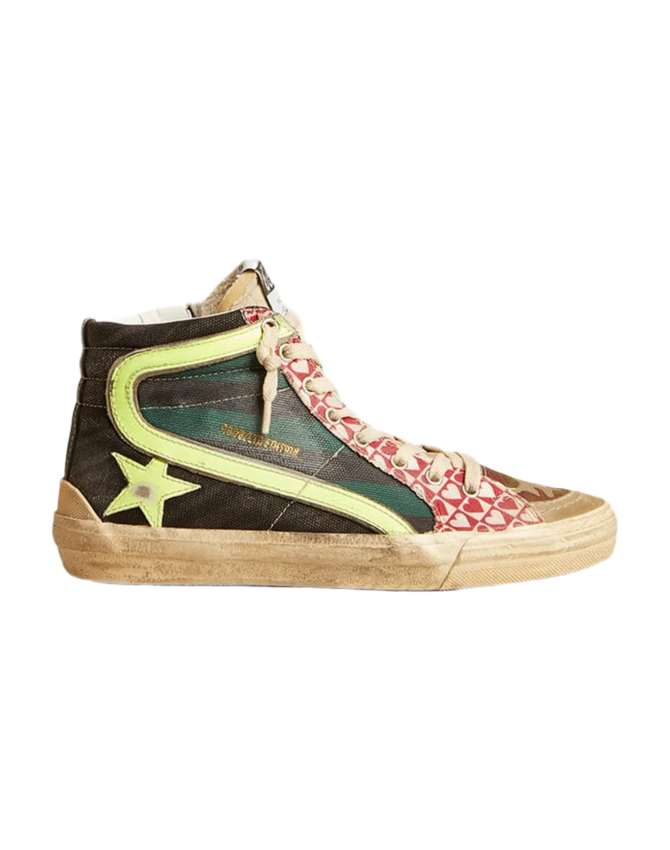 Men | Slide Lab Camo Canvas with Yellow Leather Star & Flash | Black x Green x Ice x Yellow - Image 4