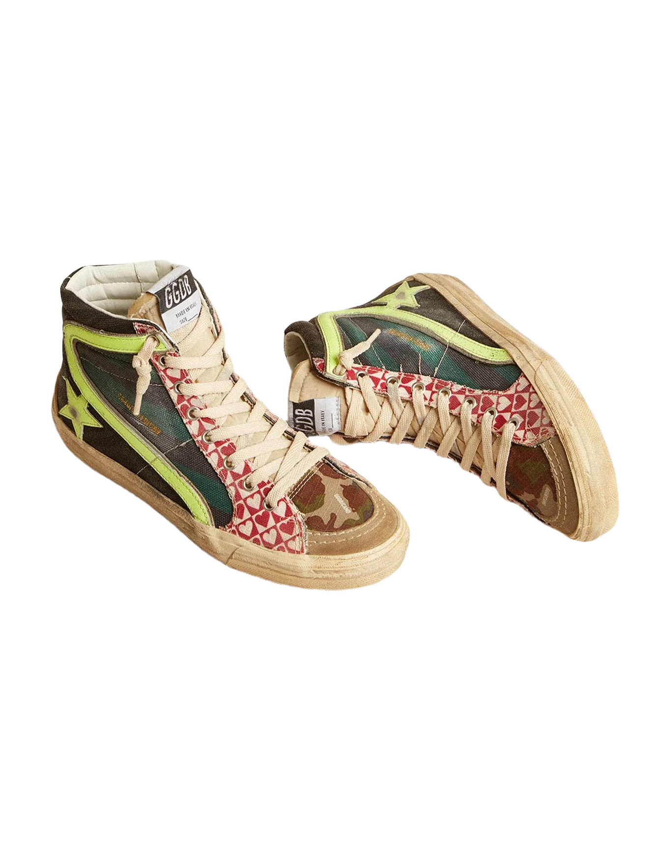 Men | Slide Lab Camo Canvas with Yellow Leather Star & Flash | Black x Green x Ice x Yellow - Image 6
