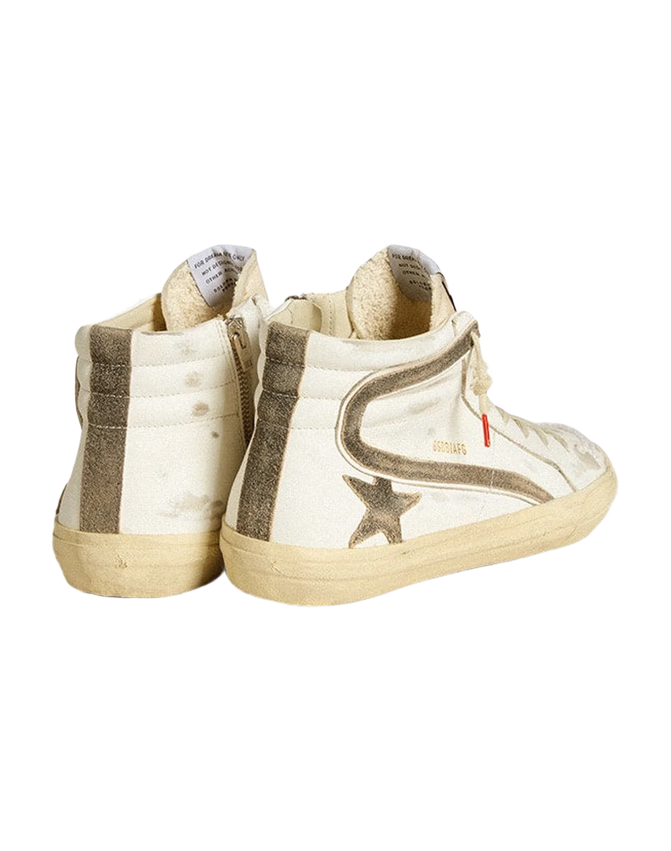 Men | Slide Lab White Leather with Star & Flash Brown Suede | White x Black - Image 4