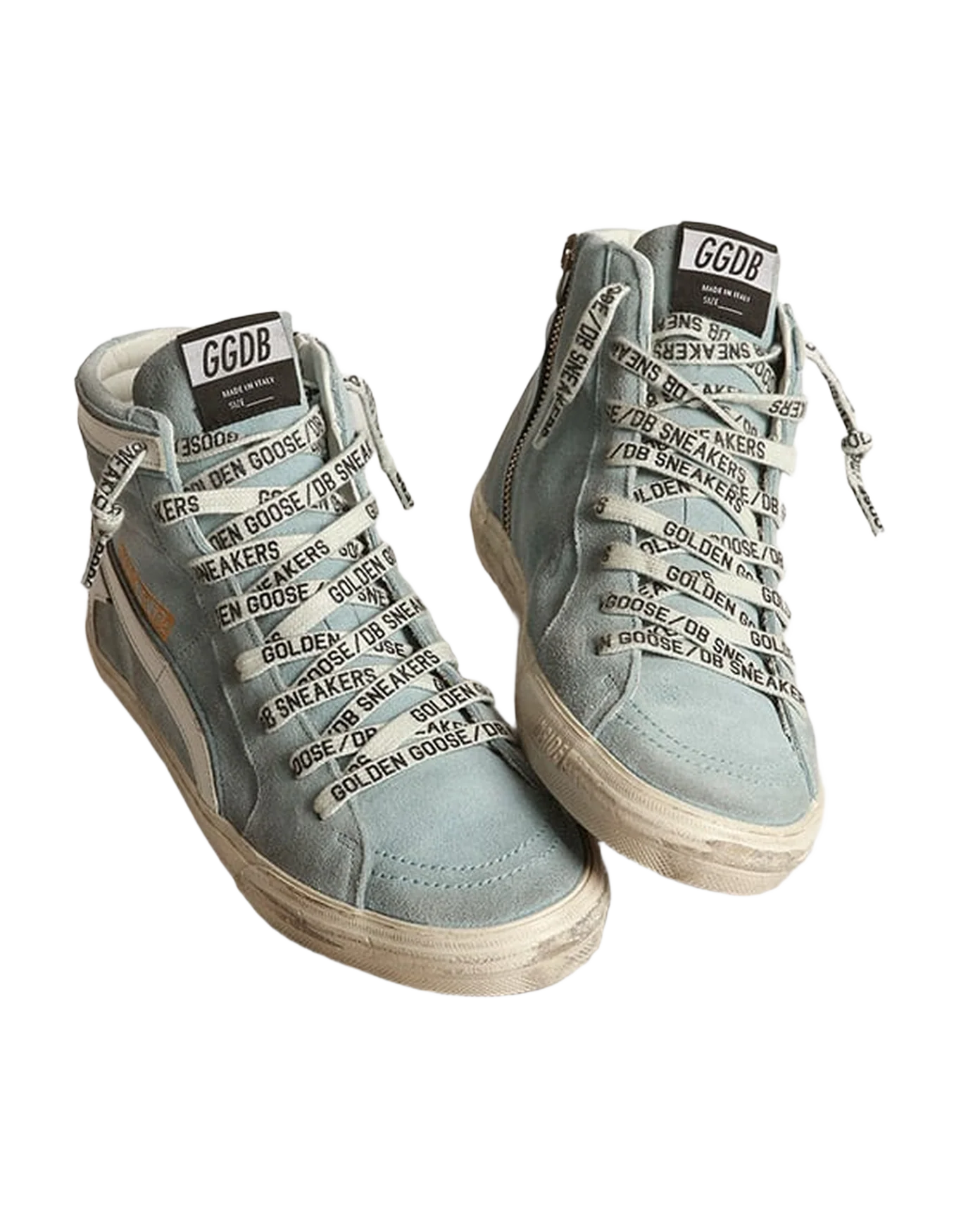 Men | Slide Sneakers Suede with Leather Star | Light Blue x White - Image 2