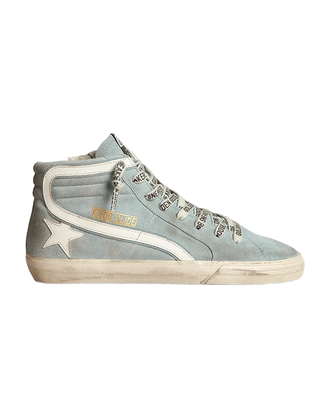 Men | Slide Sneakers Suede with Leather Star | Light Blue x White - Image 4