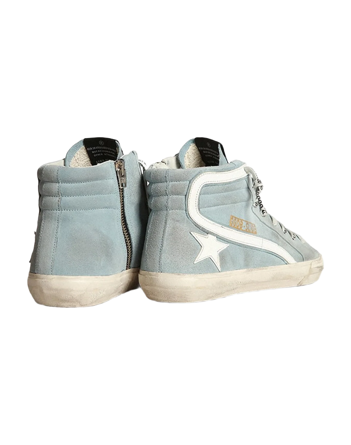 Men | Slide Sneakers Suede with Leather Star | Light Blue x White - Image 7