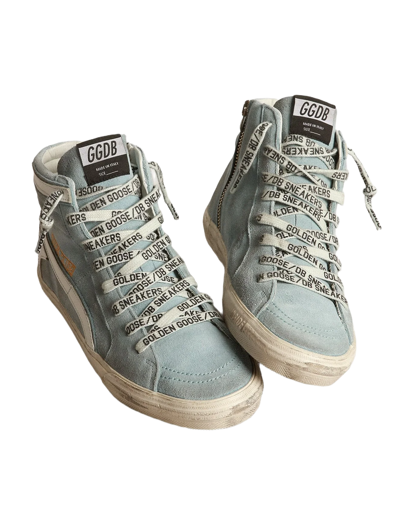 Men | Slide Sneakers Suede with Leather Star | Light Blue x White - Image 8
