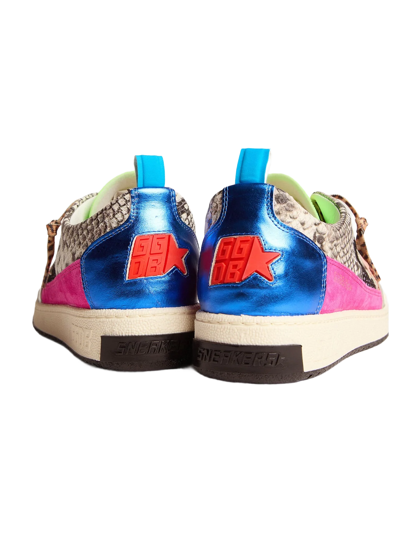 Men | Snakeskin-Print Yeah Sneakers with Orange Star | Multicolor x Rock Phyton x Orange Fluo - Image 2