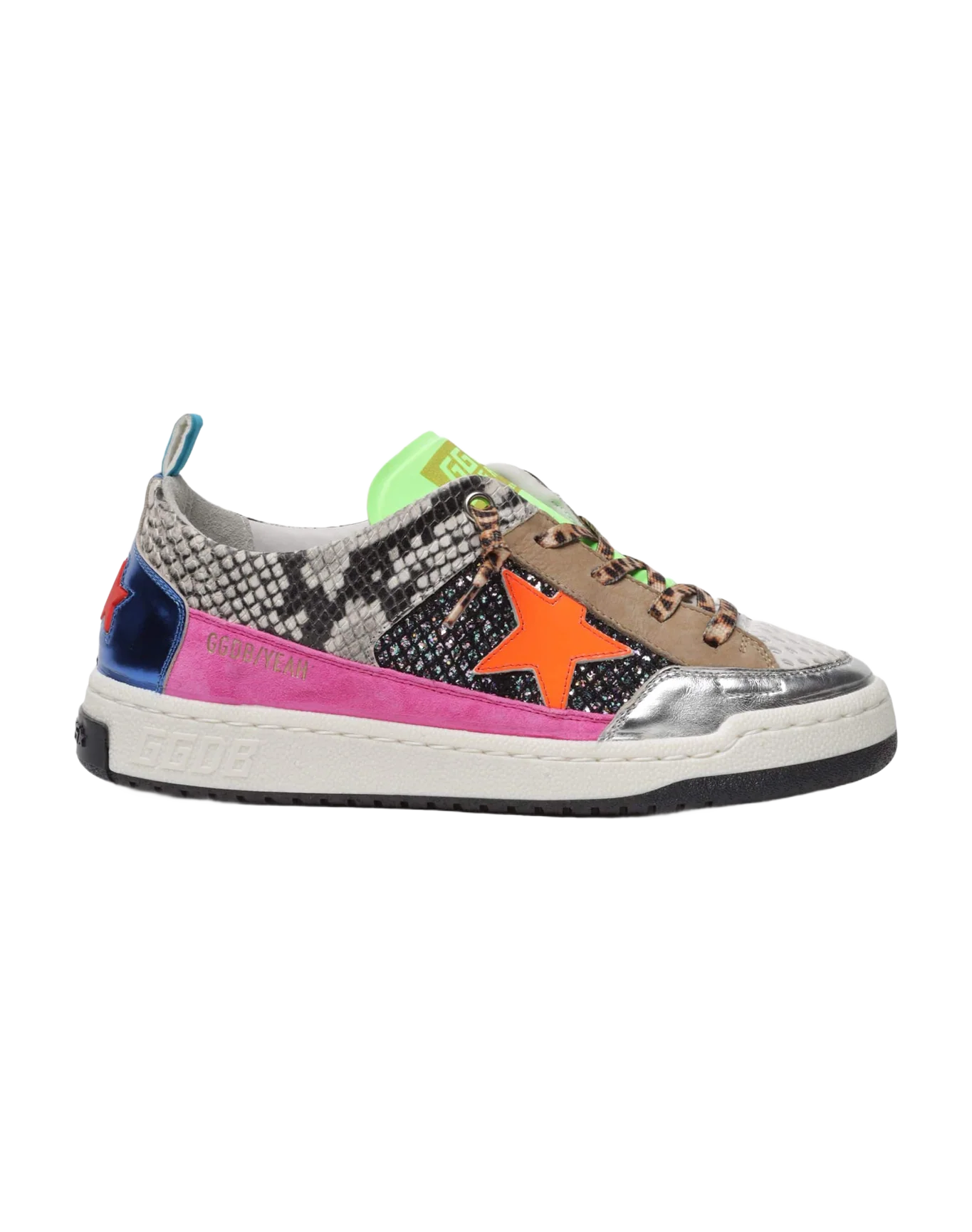 Men | Snakeskin-Print Yeah Sneakers with Orange Star | Multicolor x Rock Phyton x Orange Fluo - Image 4