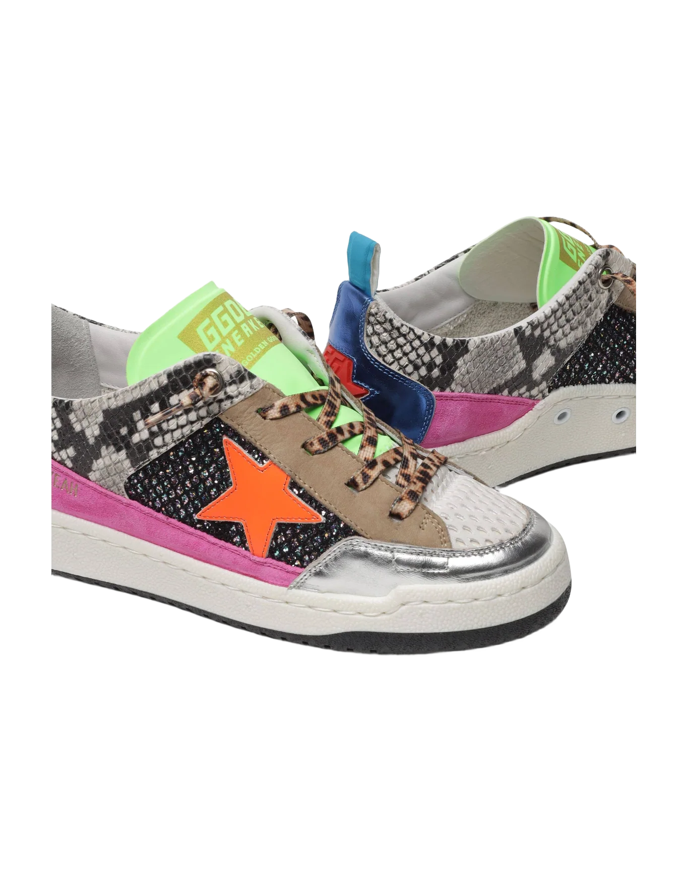 Men | Snakeskin-Print Yeah Sneakers with Orange Star | Multicolor x Rock Phyton x Orange Fluo - Image 5