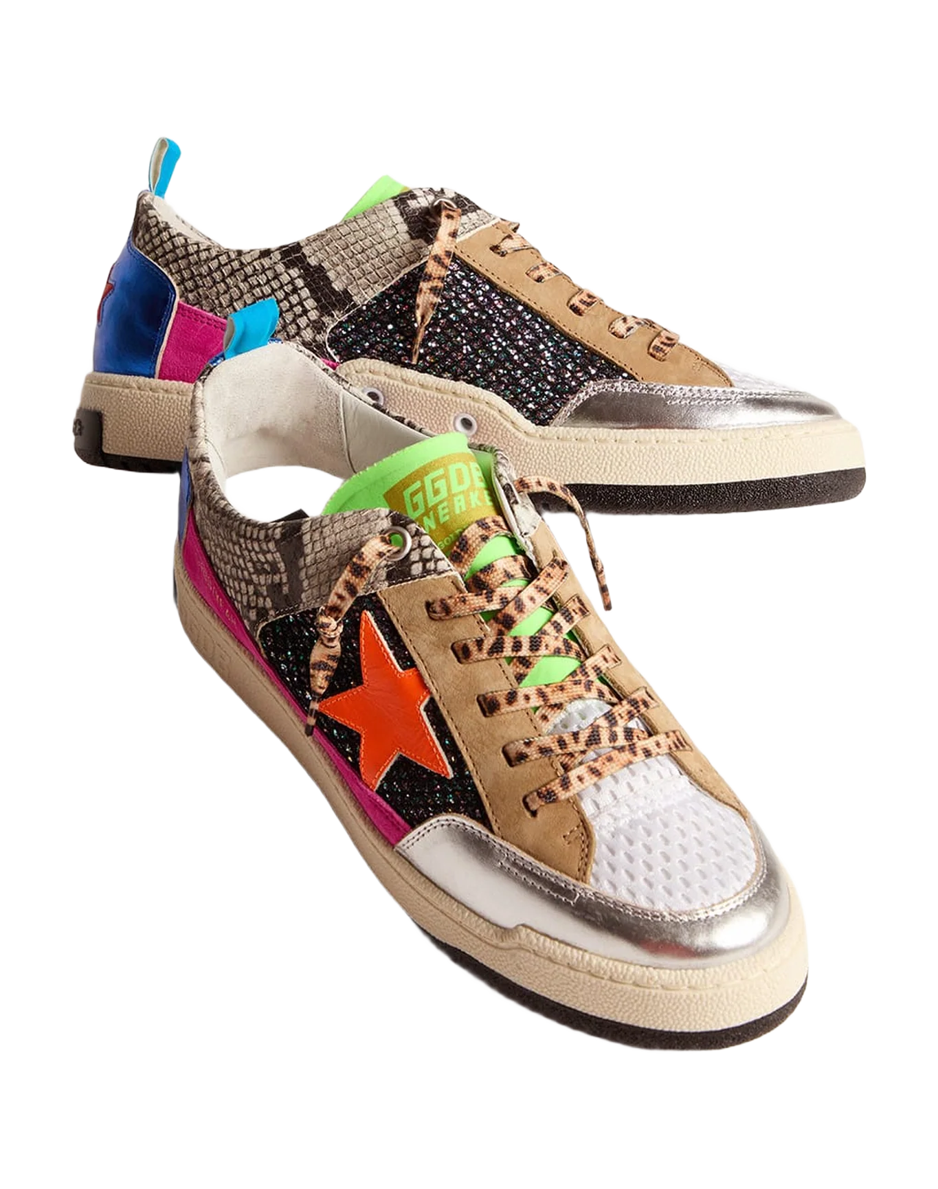 Men | Snakeskin-Print Yeah Sneakers with Orange Star | Multicolor x Rock Phyton x Orange Fluo - Image 6
