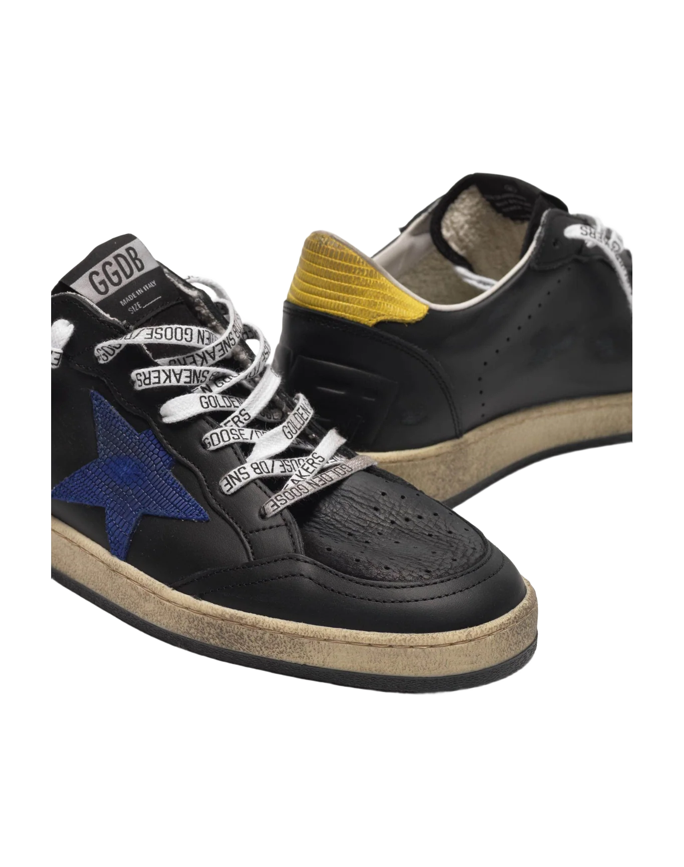 Men | Sneakers Ball Star Black Leather-Blu Lizard Star - Image 2