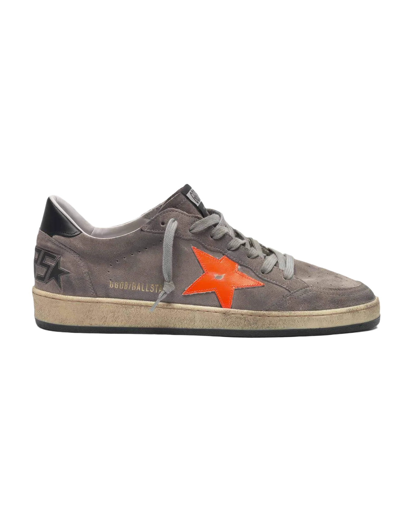 Men | Sneakers Ball Star Grey Suede with Orange Fluo Star - Image 3