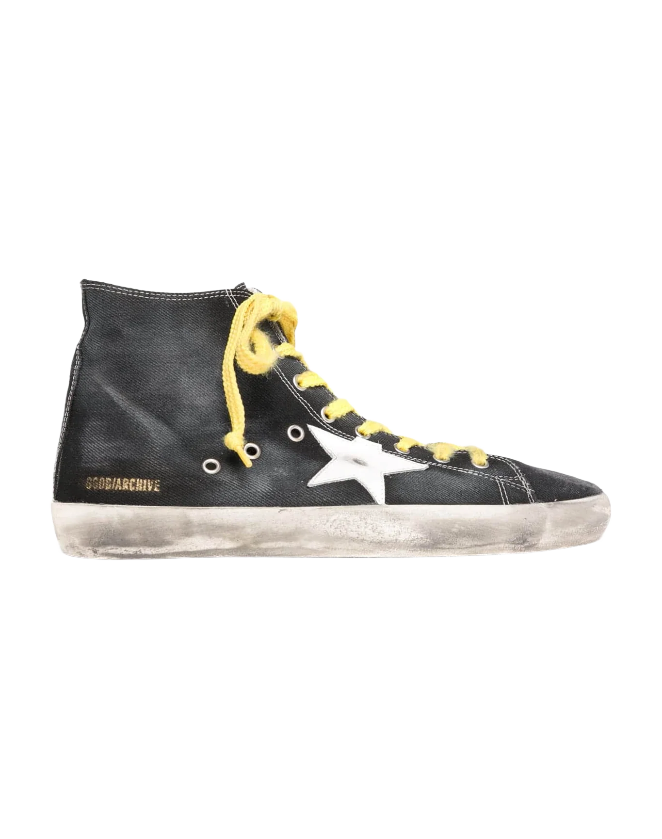 Men | Sneakers Francy Black Denim with Yellow Laces - Image 2