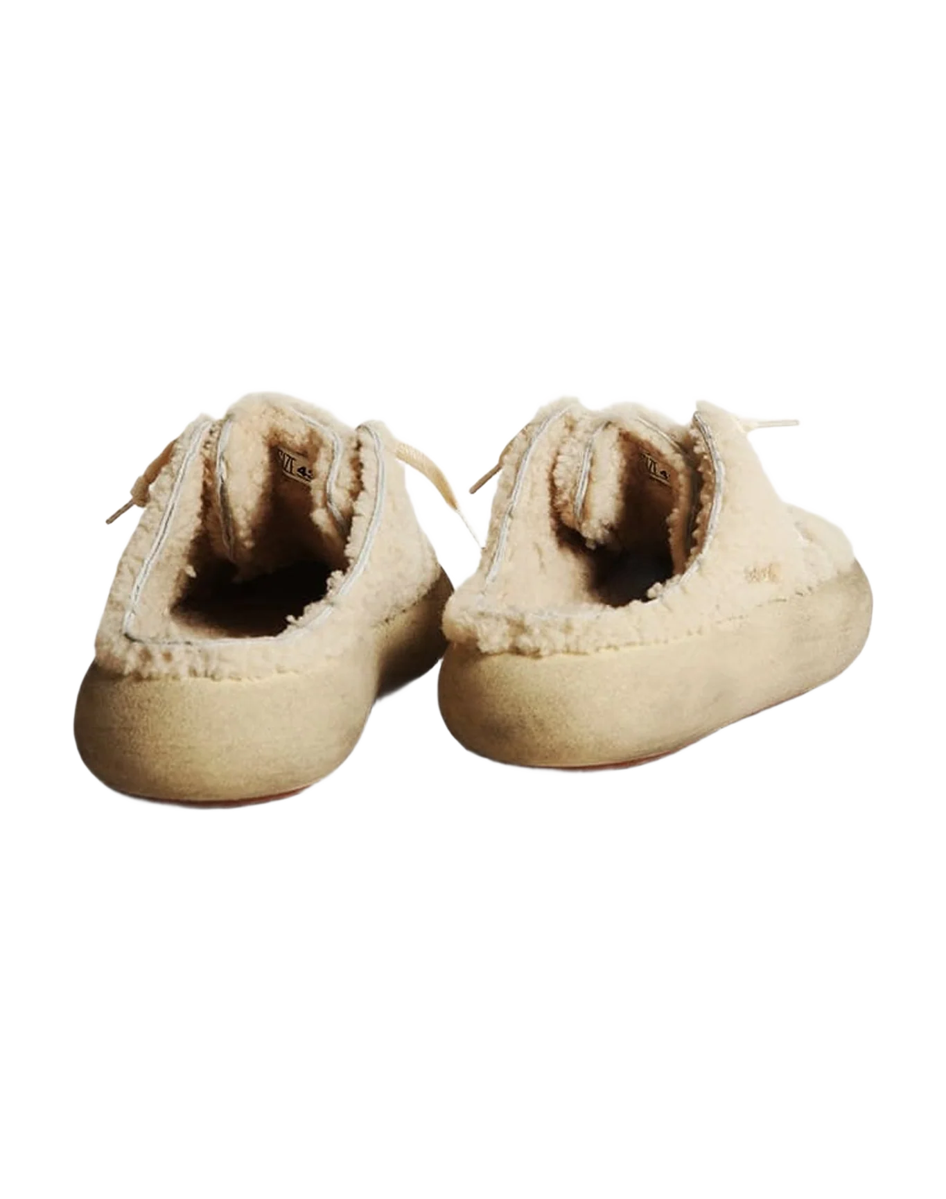 Men | Space-Star Sabots Beige Shearling with White Leather Star | Beige x White