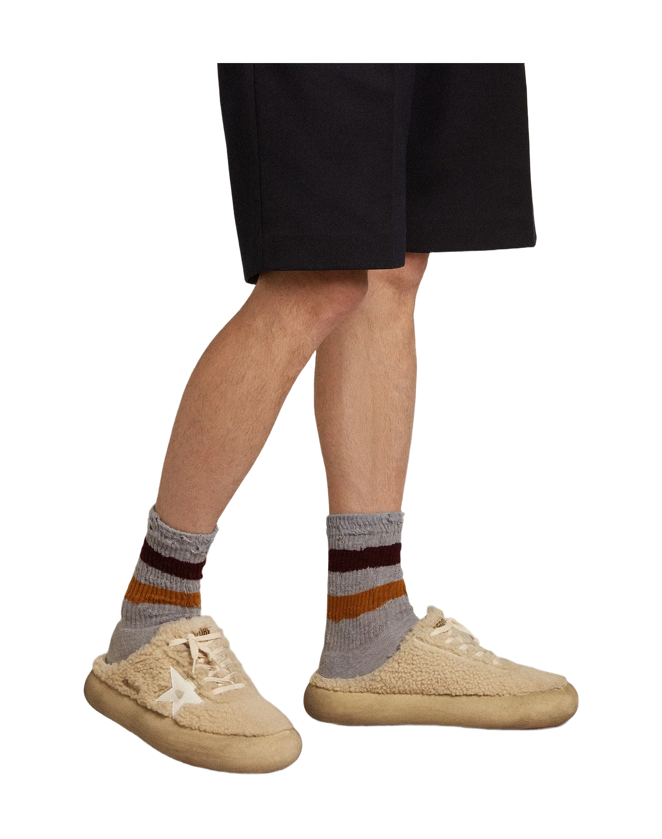 Men | Space-Star Sabots Beige Shearling with White Leather Star | Beige x White - Image 9