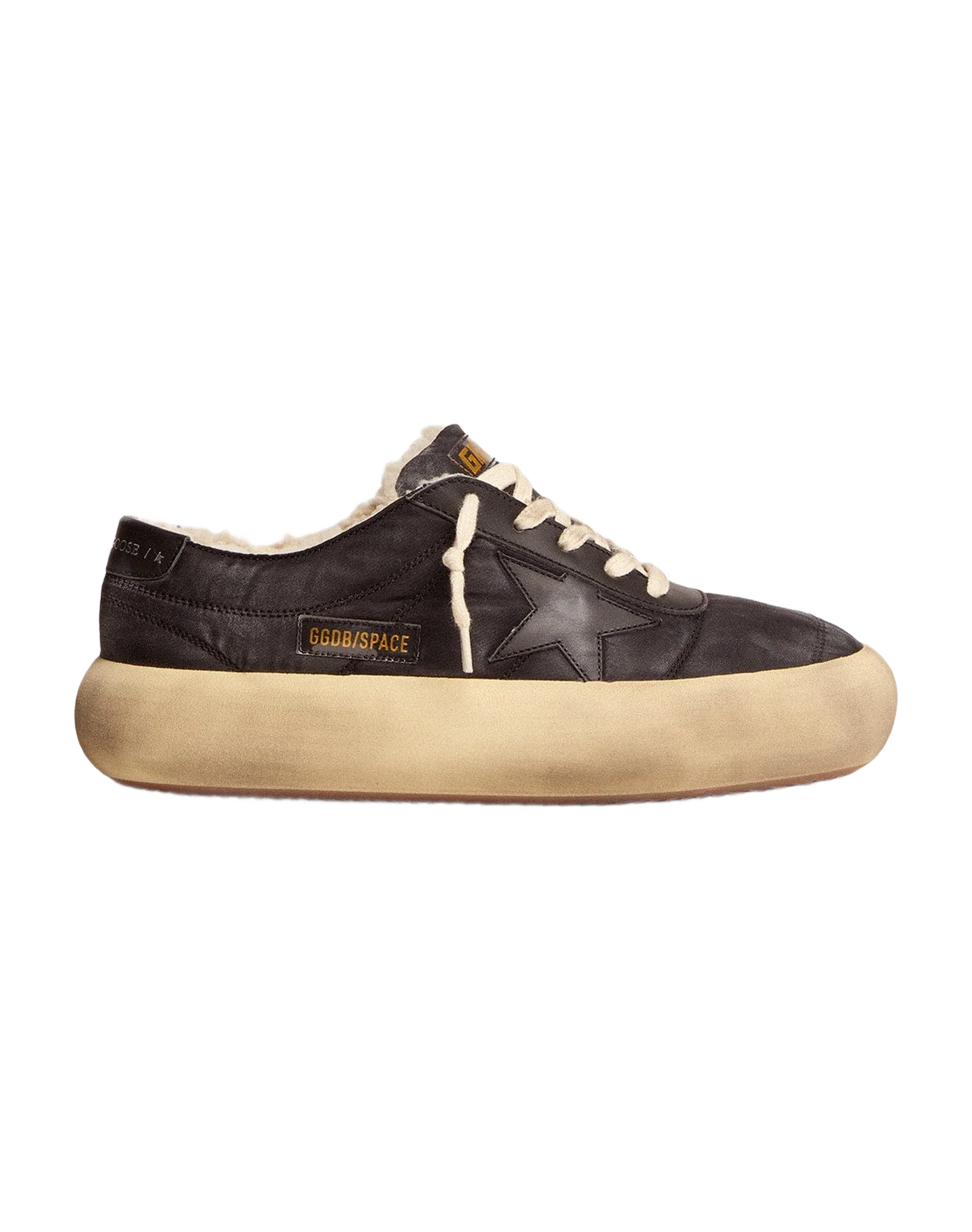Men | Space-Star Shoes Quilted Black Nylon with Shearling Lining | Black - Image 6