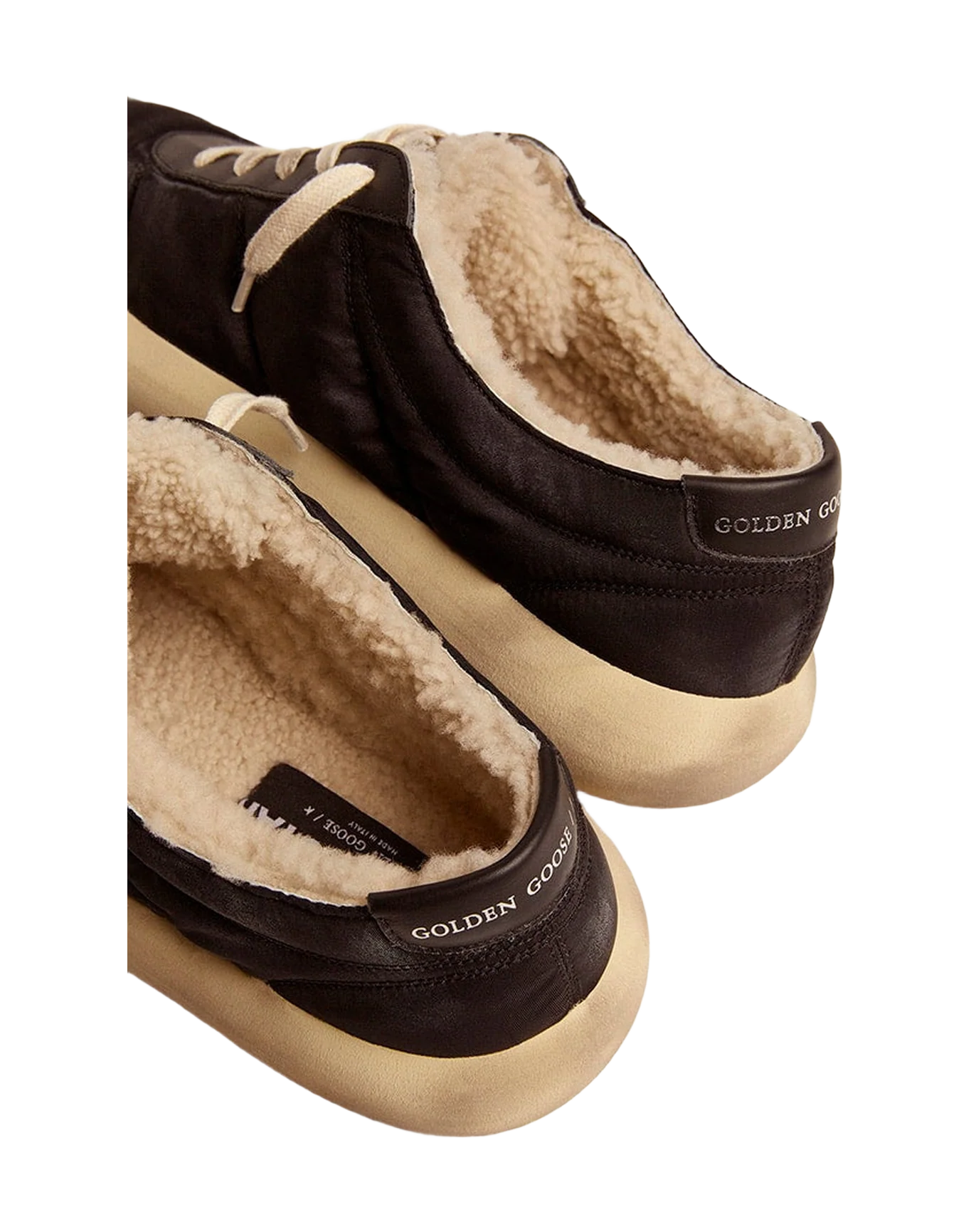 Men | Space-Star Shoes Quilted Black Nylon with Shearling Lining | Black - Image 8