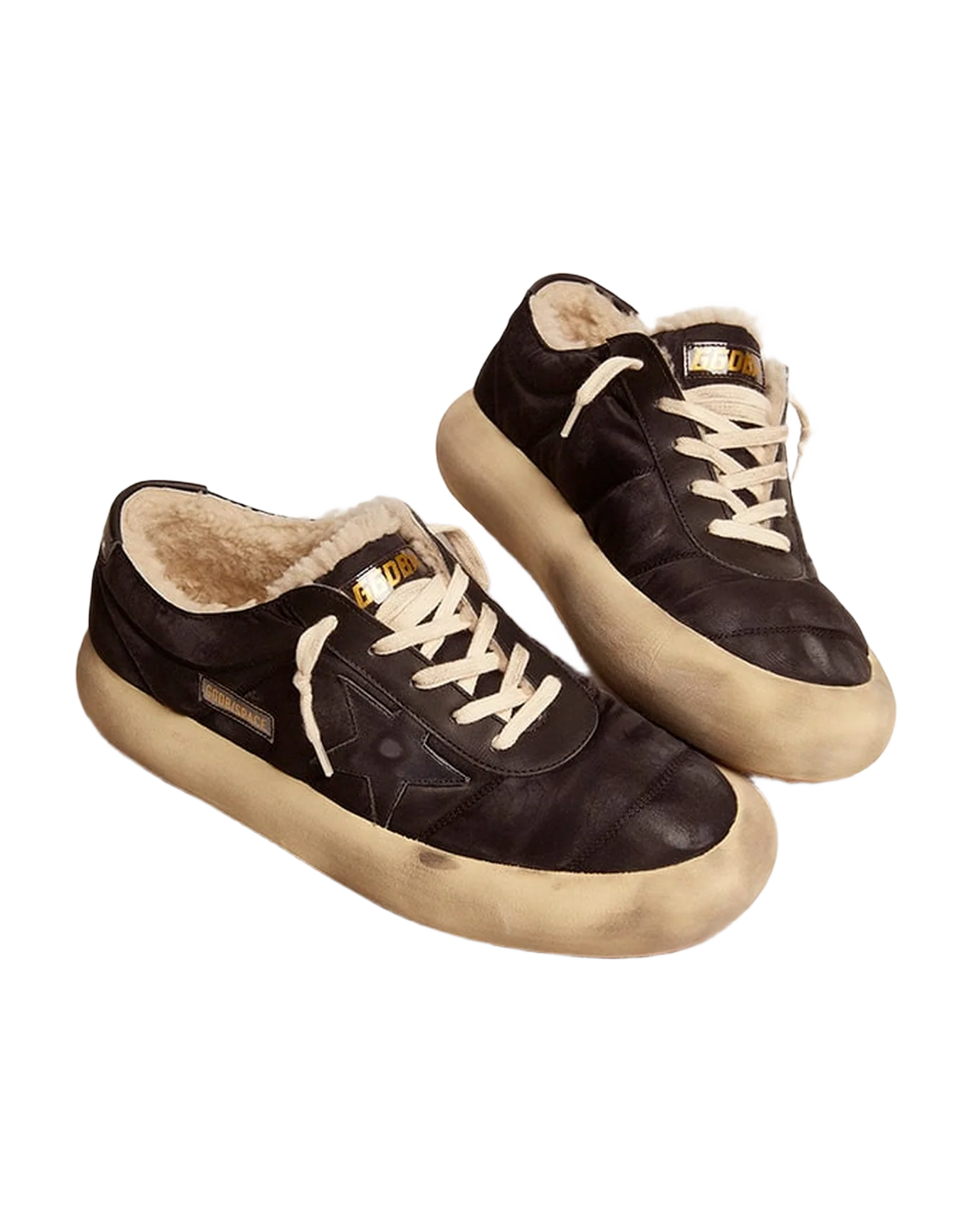Men | Space-Star Shoes Quilted Black Nylon with Shearling Lining | Black - Image 9